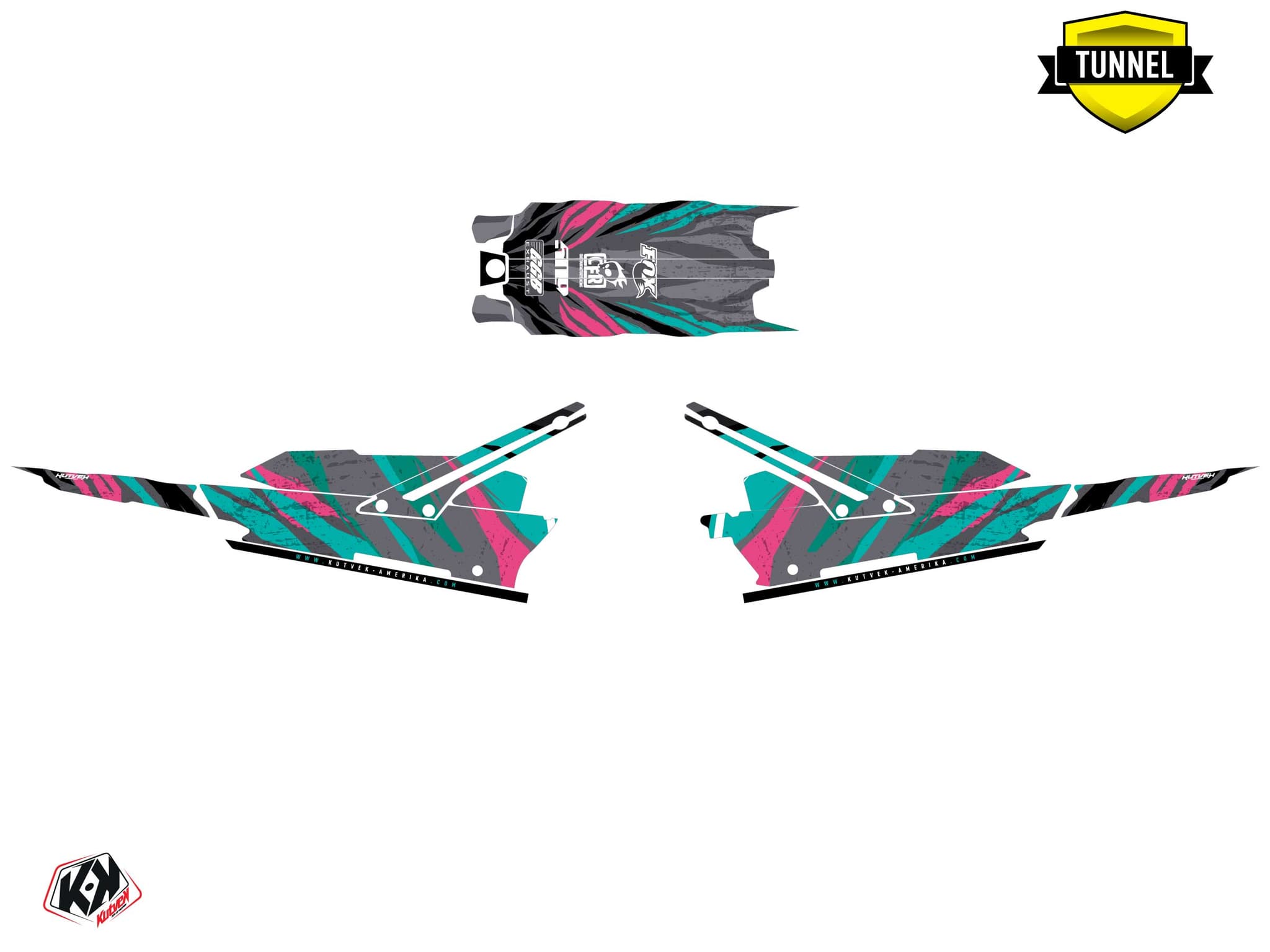 Kit graphique Motoneige LYNX SHREDDER RE INSTINCT Turquoise | Lynx | Kutvek - View 5