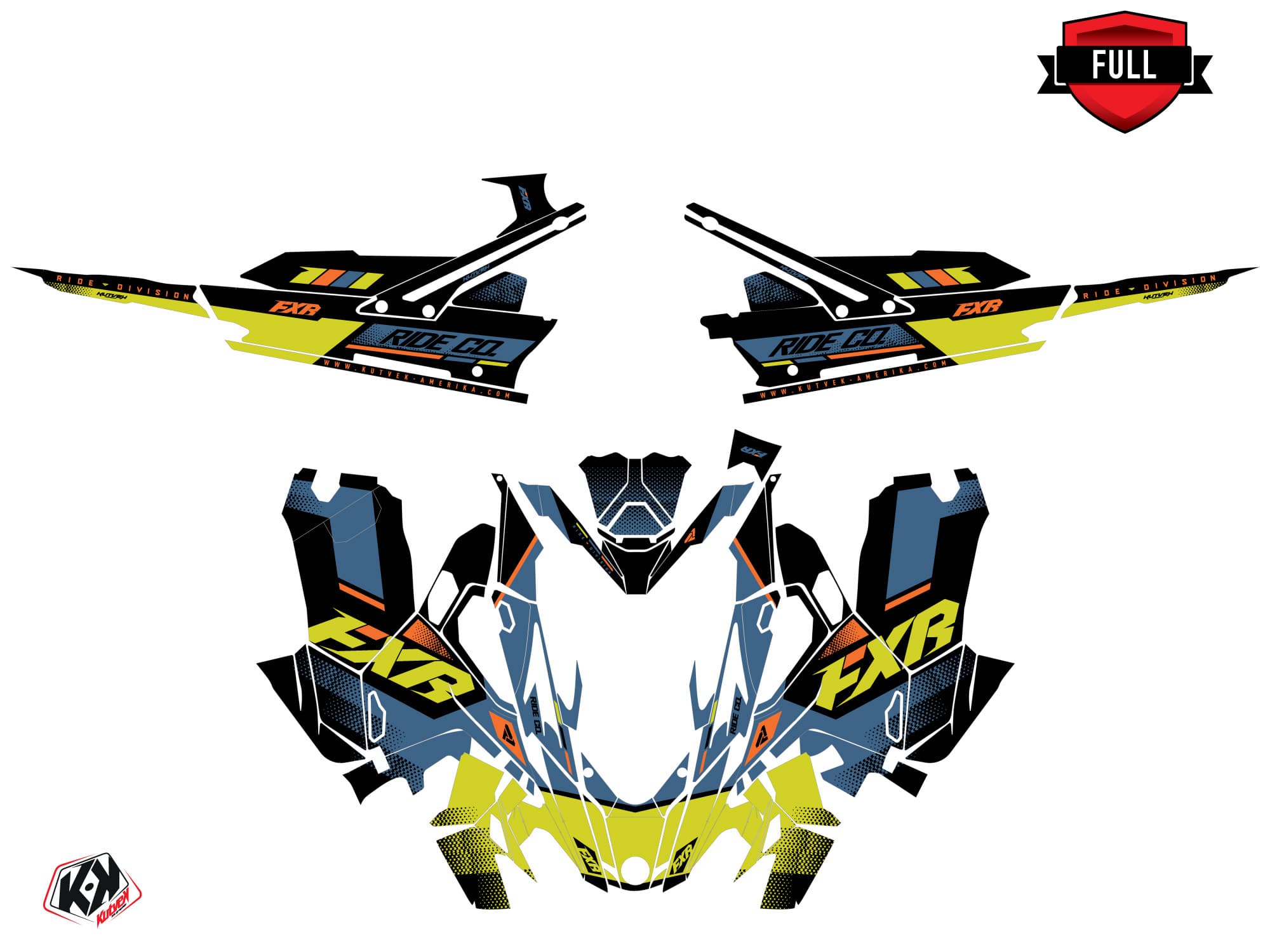 Graphic Kit Lynx Boondocker DS Skal Snowmobile Blue-Yellow | Lynx | Kutvek - View 3