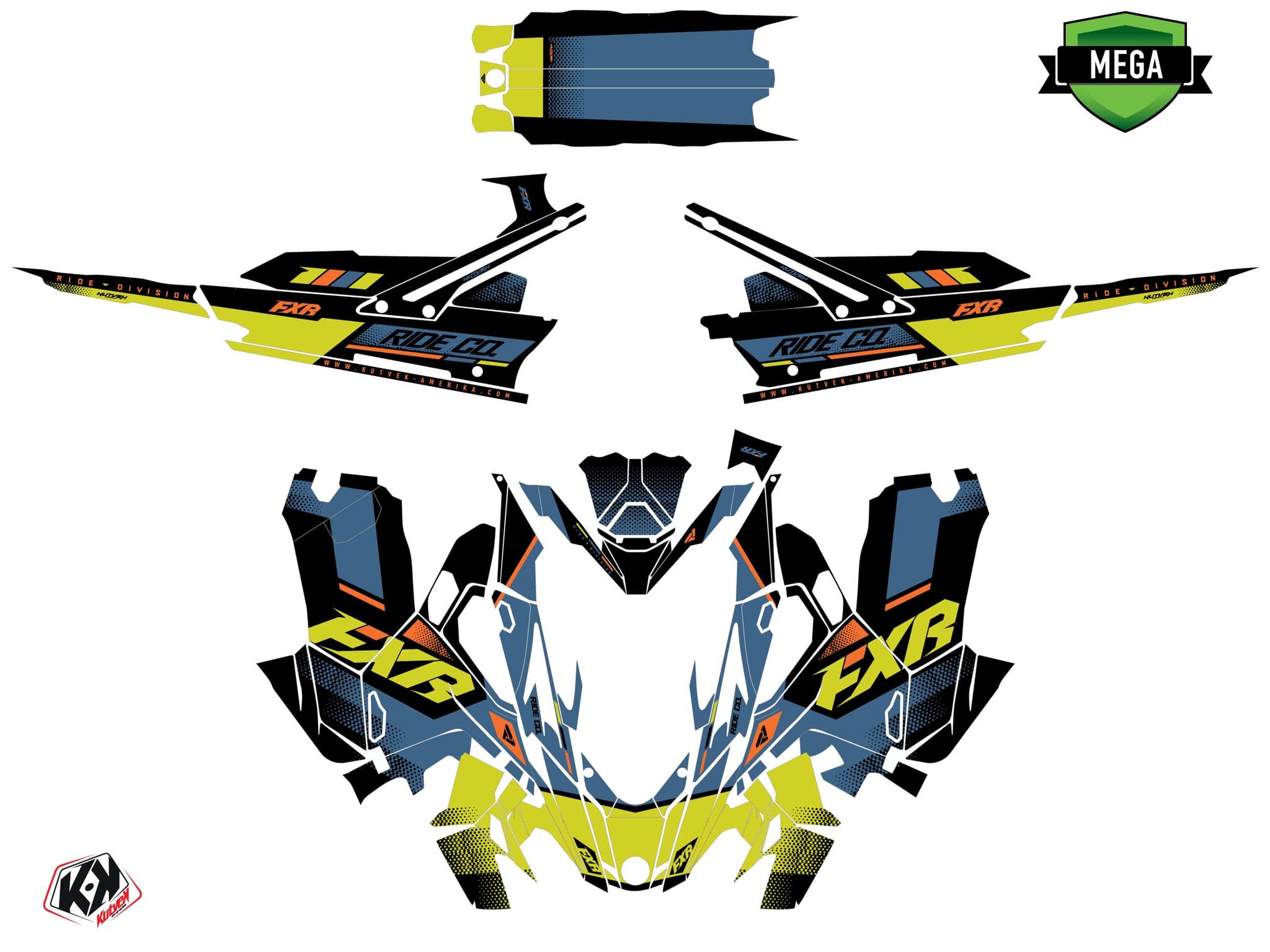 Graphic Kit Lynx Boondocker DS Skal Snowmobile Blue-Yellow | Lynx | Kutvek - View 4