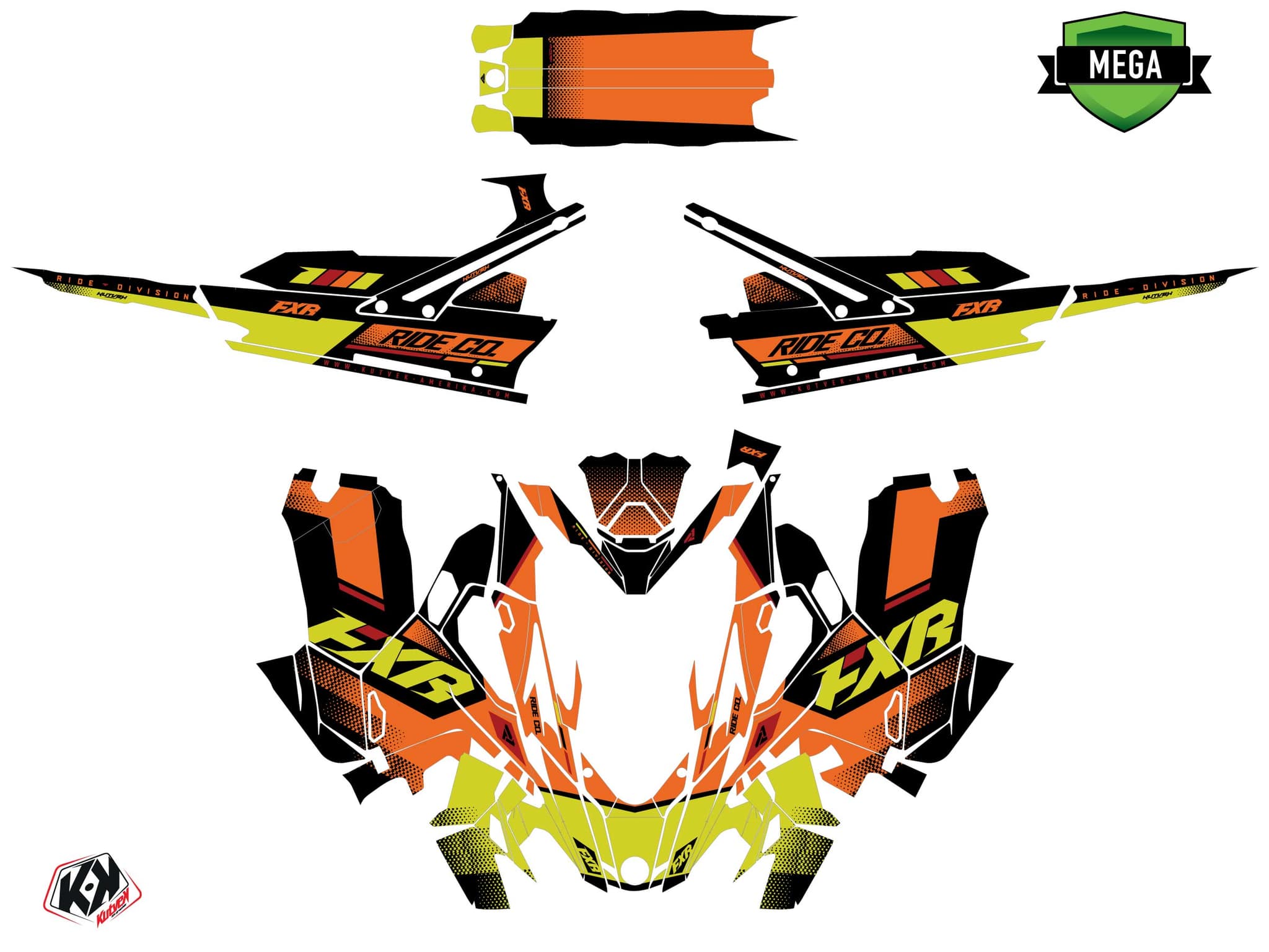 Graphic Kit Lynx Boondocker DS Skal Snowmobile Orange-Yellow | Lynx | Kutvek - View 4
