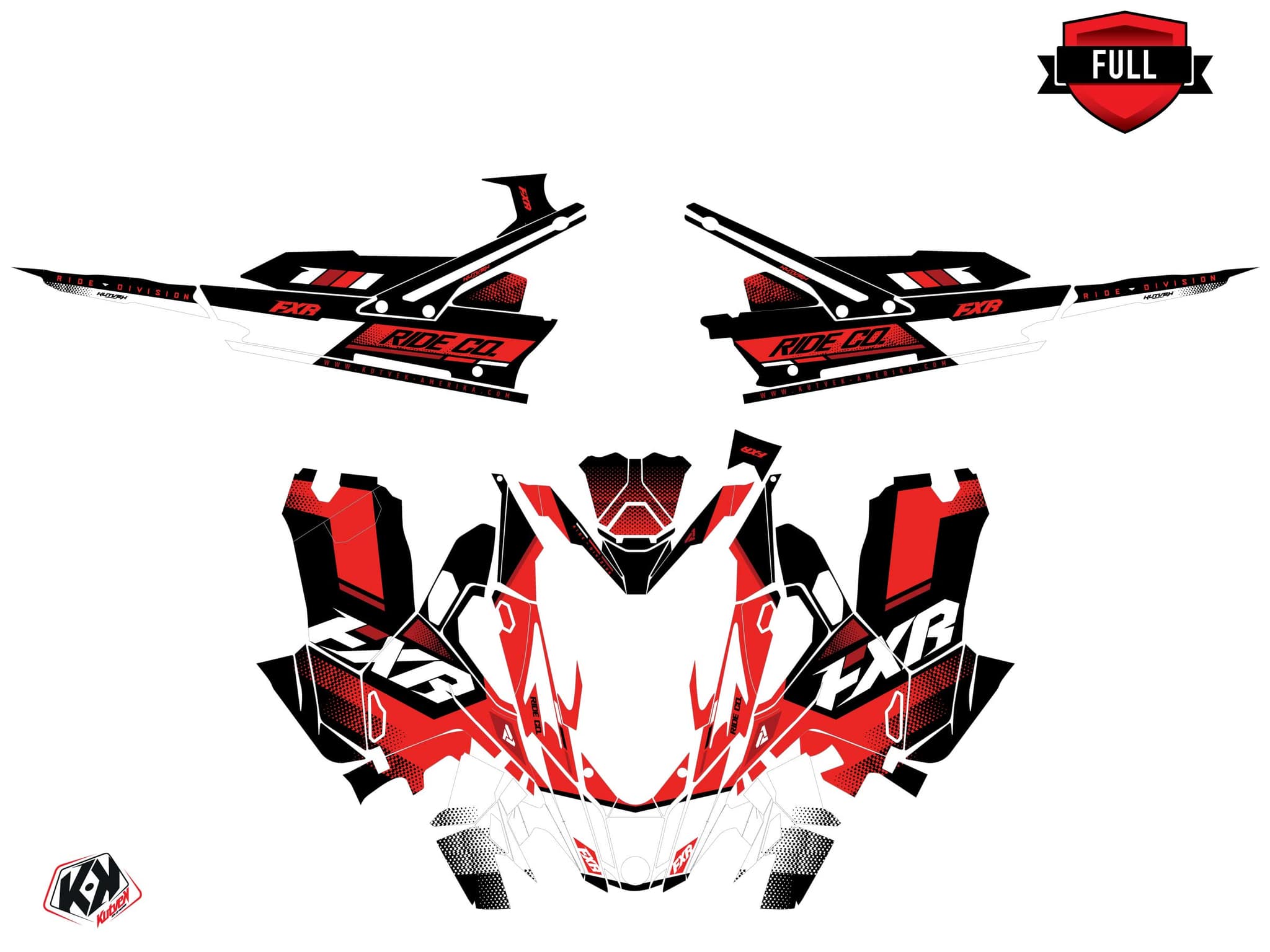 Graphic Kit Lynx Boondocker DS Skal Snowmobile Red-White | Lynx | Kutvek - View 3