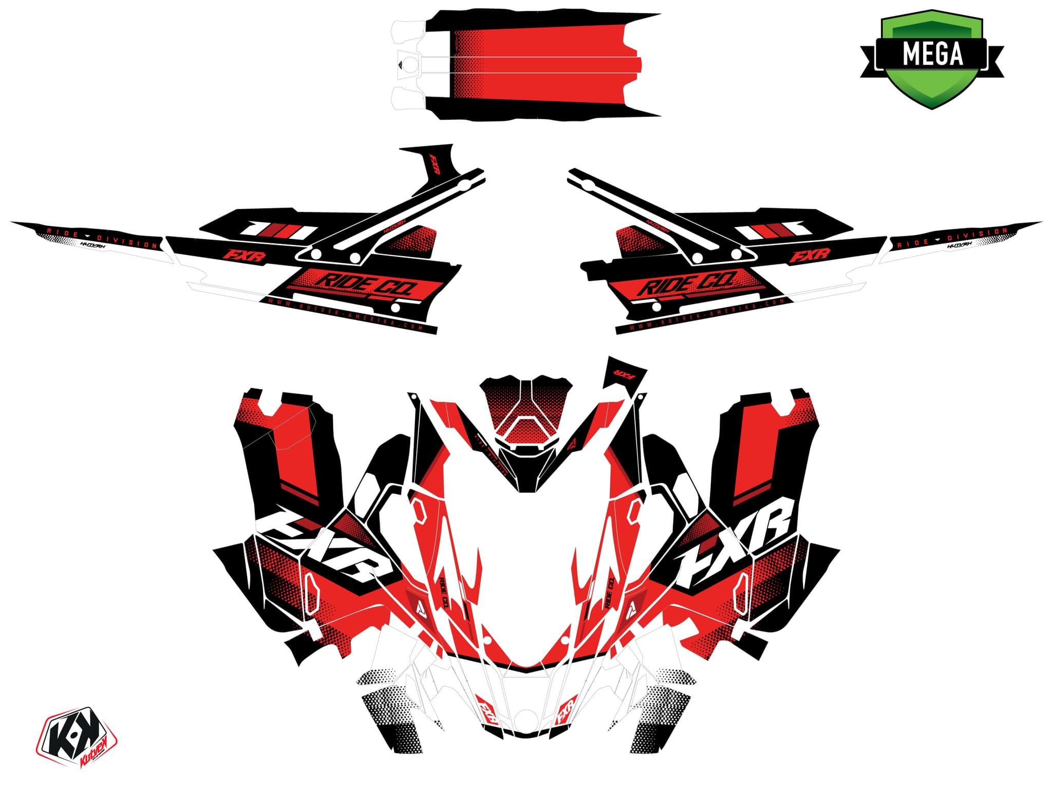 Graphic Kit Lynx Boondocker DS Skal Snowmobile Red-White | Lynx | Kutvek - View 4
