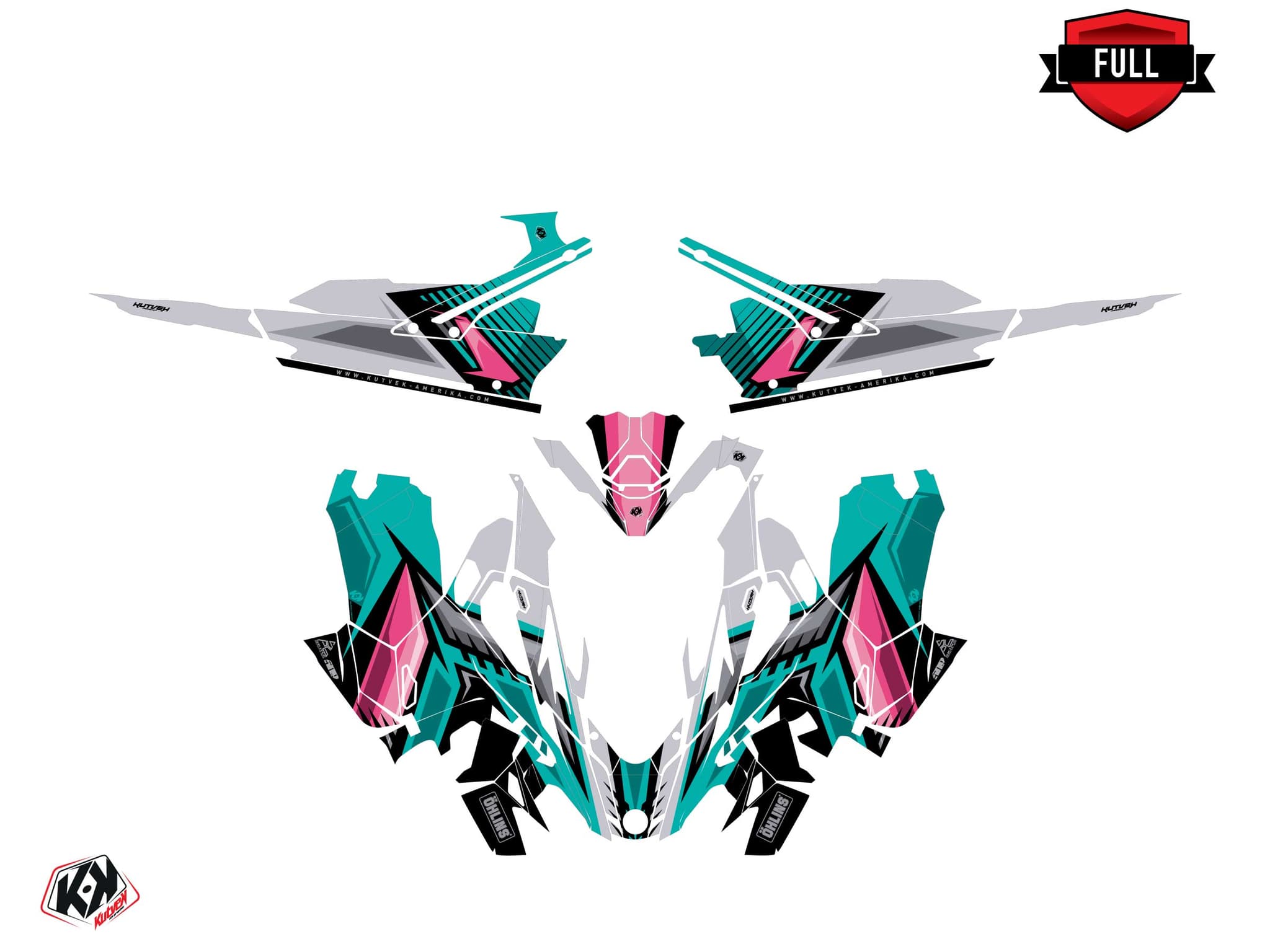 Lynx Boondocker DS Squadron Turquoise Snowmobile Graphic Kit | Lynx | Kutvek - View 3