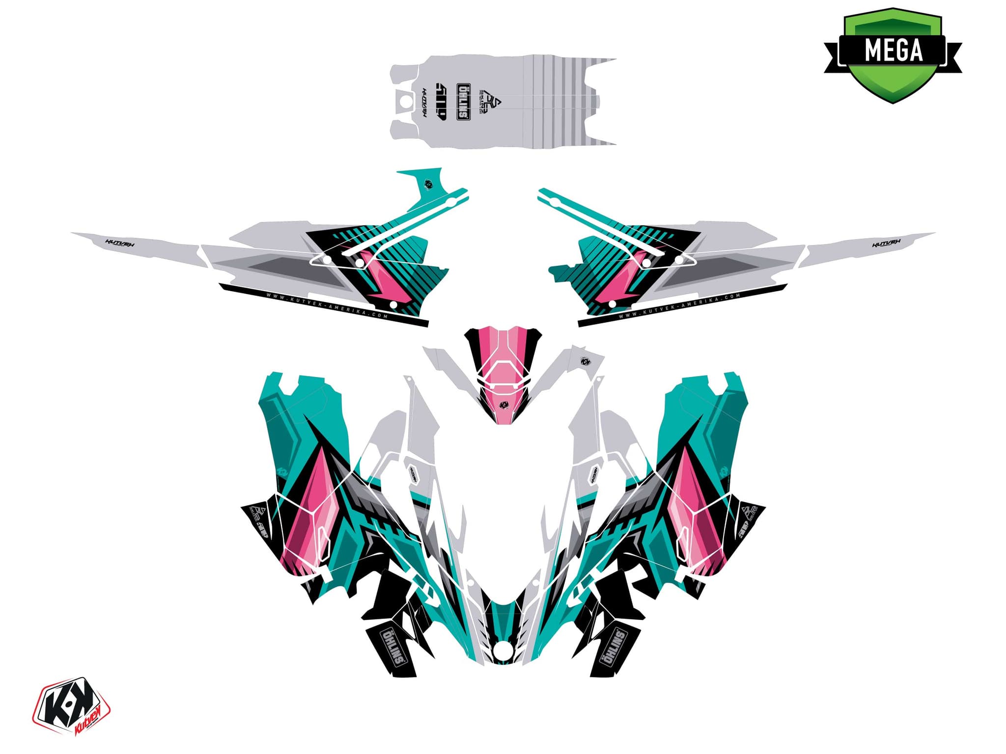 Lynx Boondocker DS Squadron Turquoise Snowmobile Graphic Kit | Lynx | Kutvek - View 5