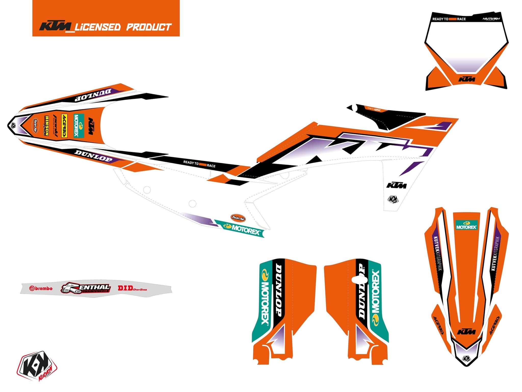 deko-set moto-cross origin-k23 ktm 450 sxf orange | KTM | Kutvek - View 2