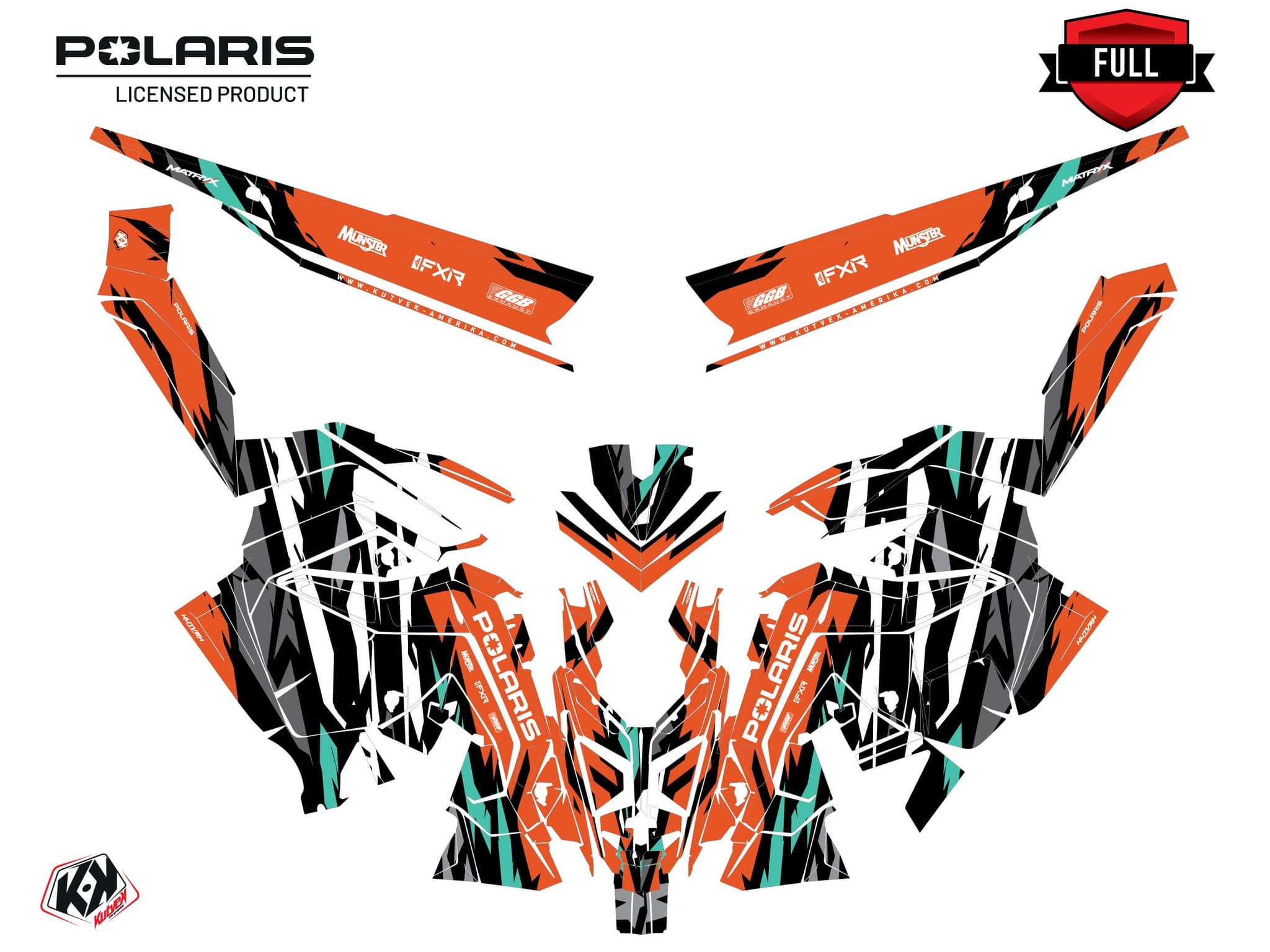 Snowmobile POLARIS KHAOS MATRYX SLASH BLIGHT Orange graphic kit | Polaris | Kutvek - View 3