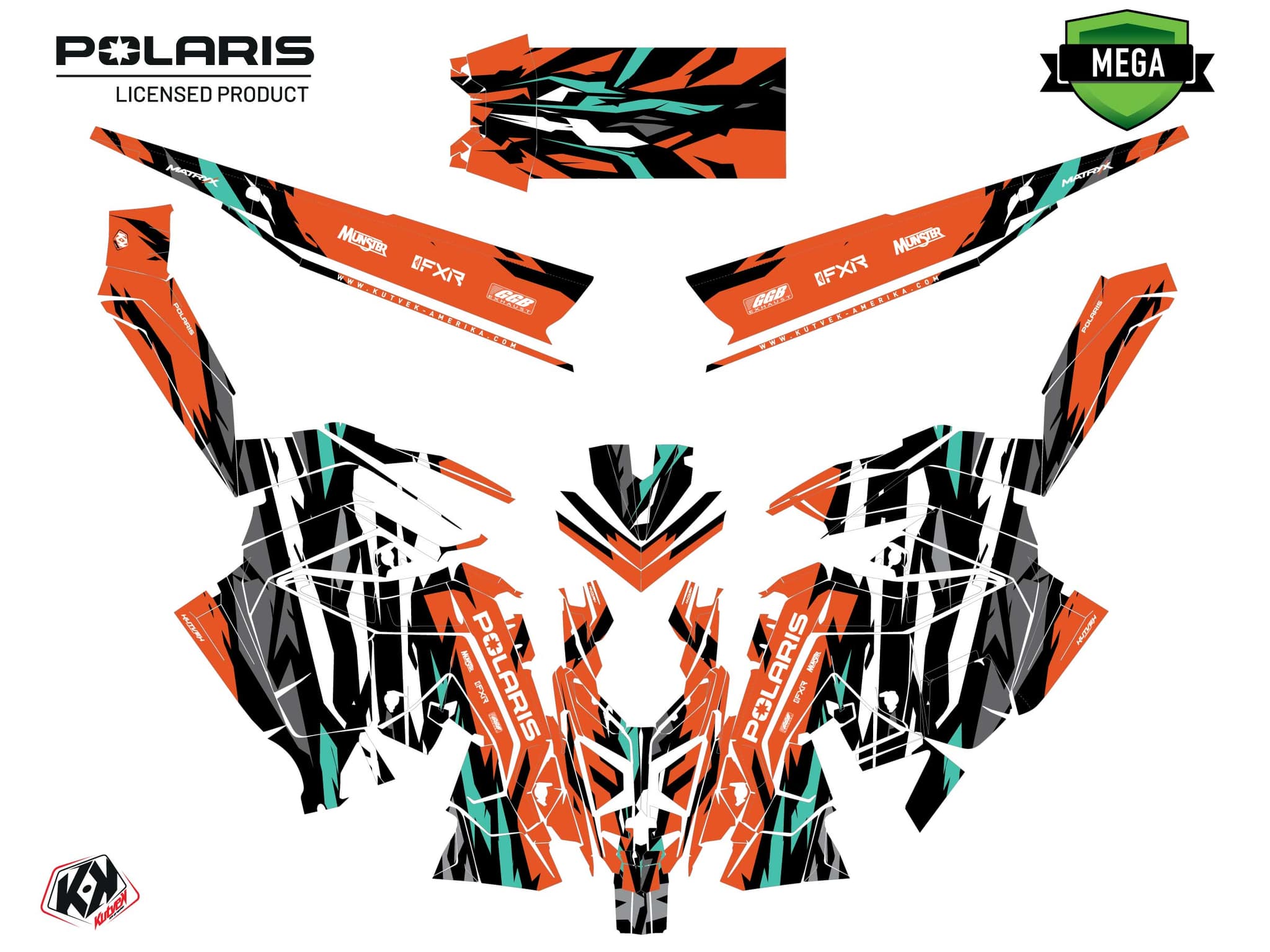Snowmobile POLARIS KHAOS MATRYX SLASH BLIGHT Orange graphic kit | Polaris | Kutvek - View 4