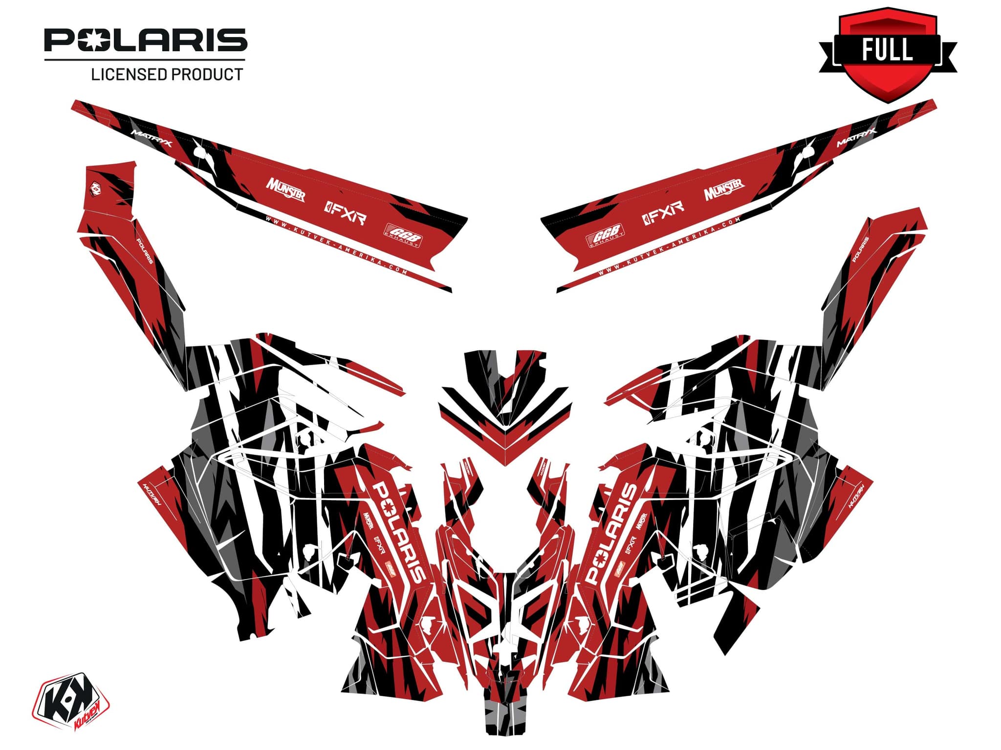 Snowmobile POLARIS KHAOS MATRYX SLASH BLIGHT Red graphic kit | Polaris | Kutvek - View 3