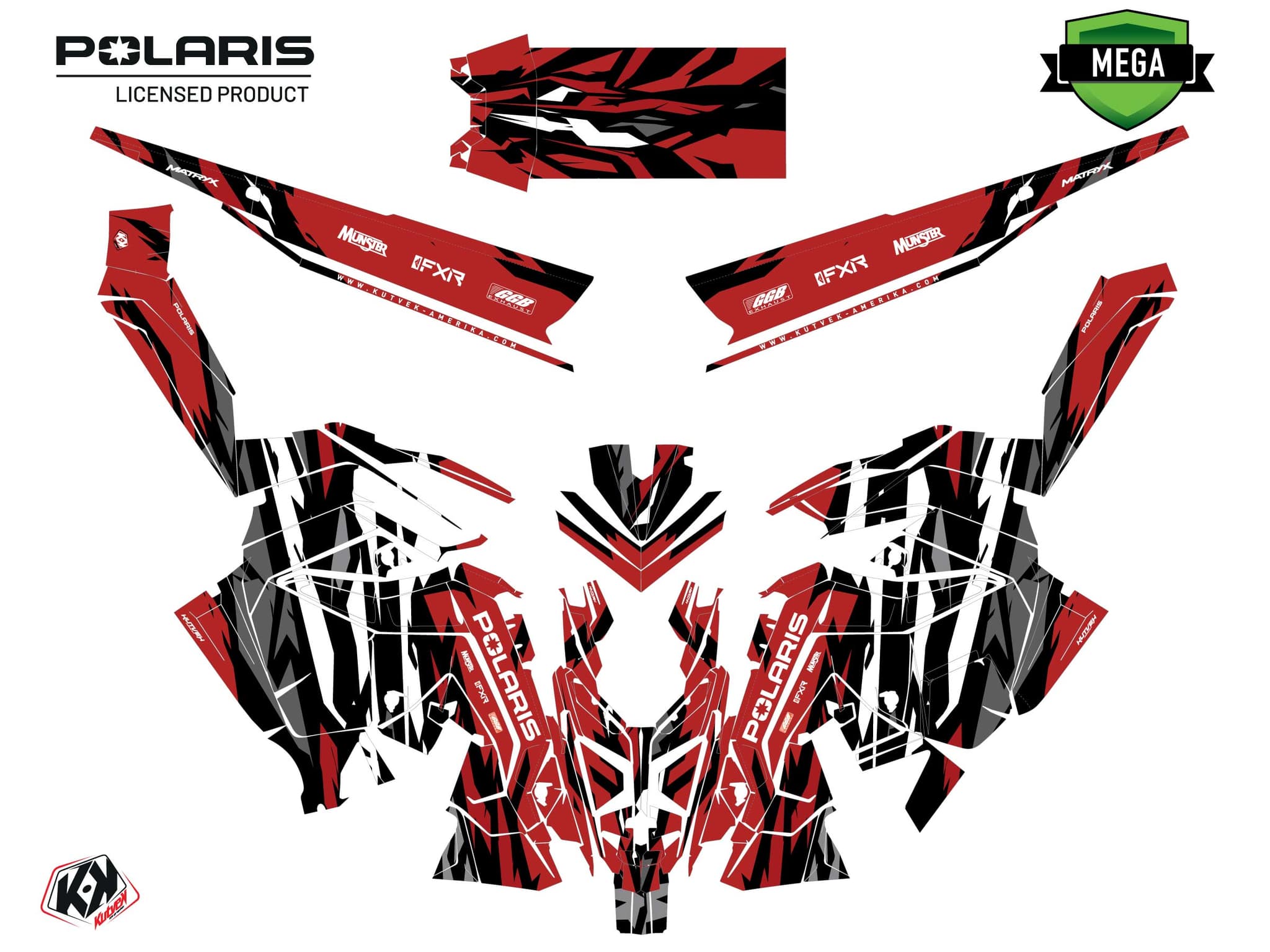 Snowmobile POLARIS KHAOS MATRYX SLASH BLIGHT Red graphic kit | Polaris | Kutvek - View 4