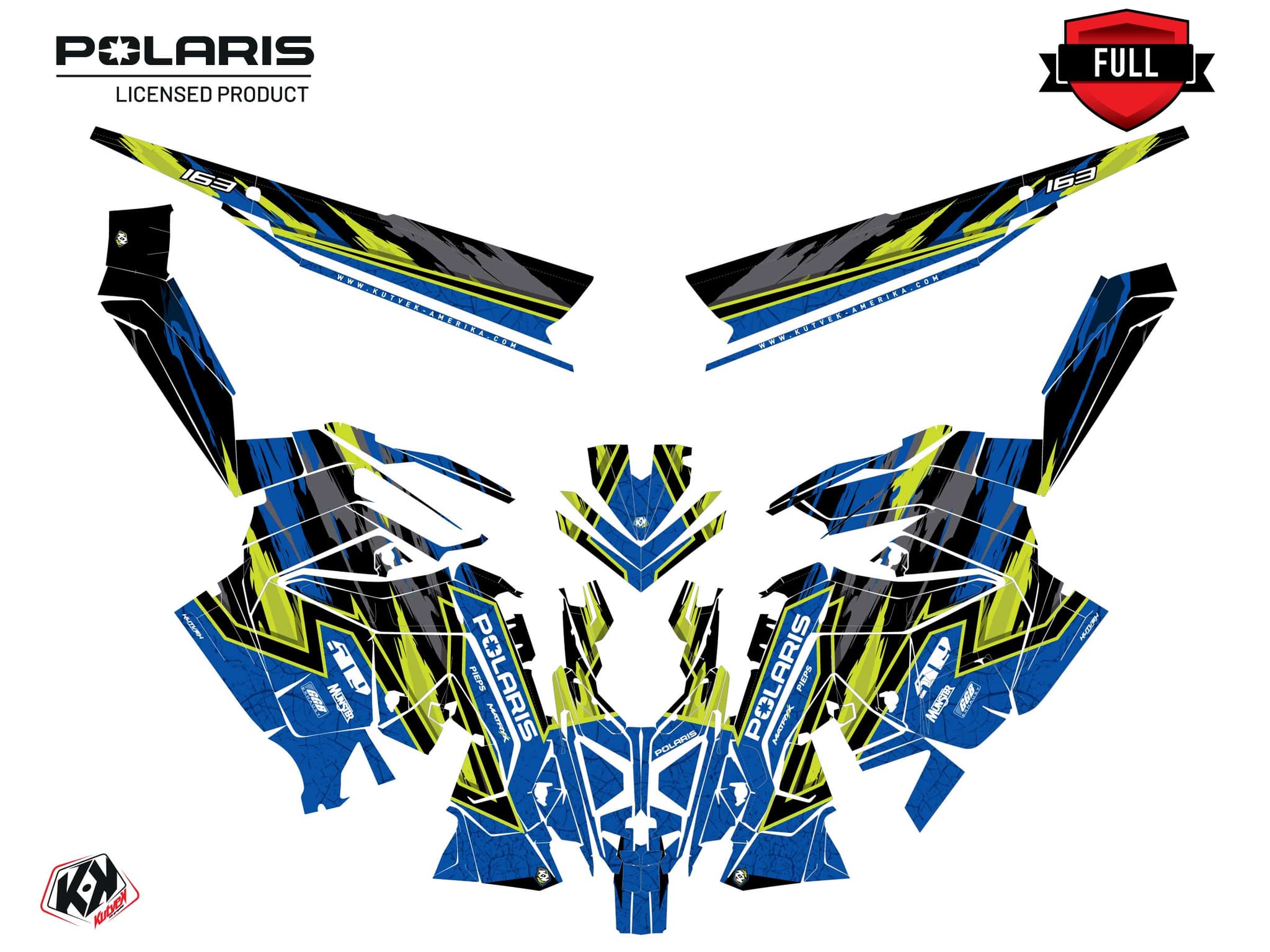 Snowmobile POLARIS KHAOS MATRYX SLASH FUTURE Yellow graphic kit | Polaris | Kutvek - View 3