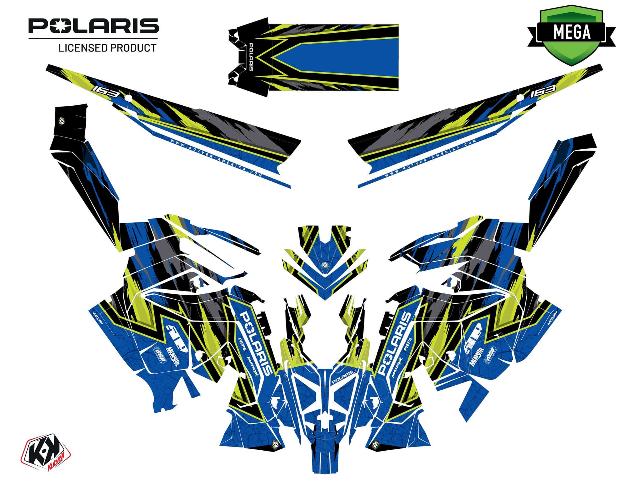 Snowmobile POLARIS KHAOS MATRYX SLASH FUTURE Yellow graphic kit | Polaris | Kutvek - View 4