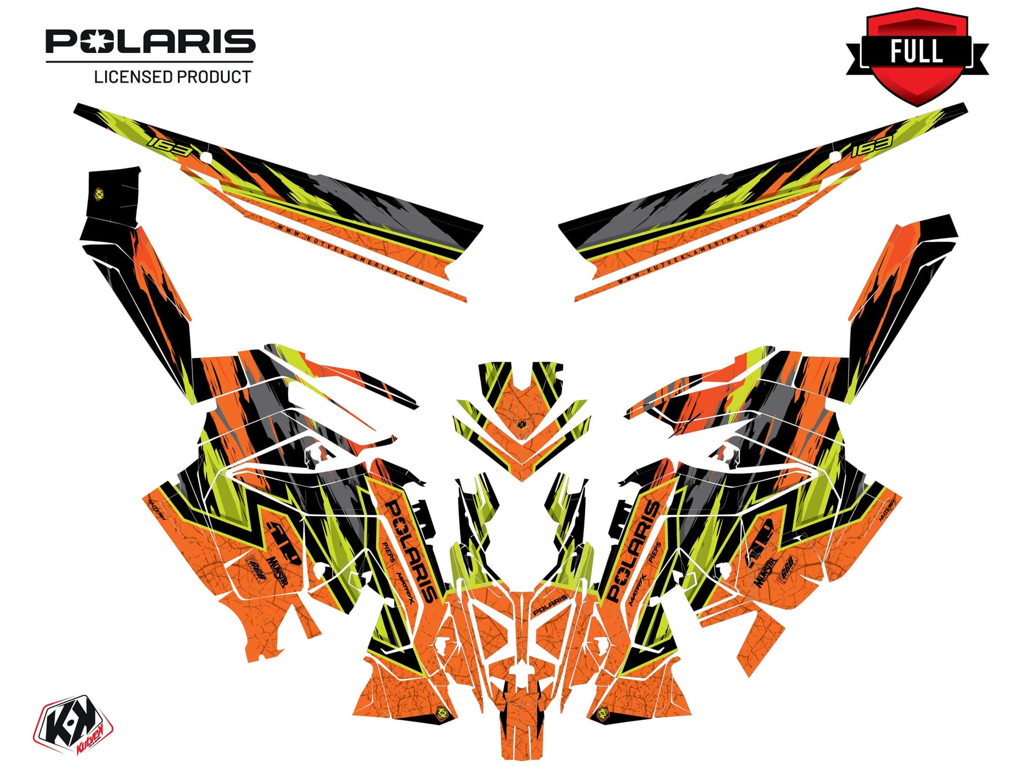 Snowmobile POLARIS KHAOS MATRYX SLASH FUTURE Orange graphic kit | Polaris | Kutvek - View 3