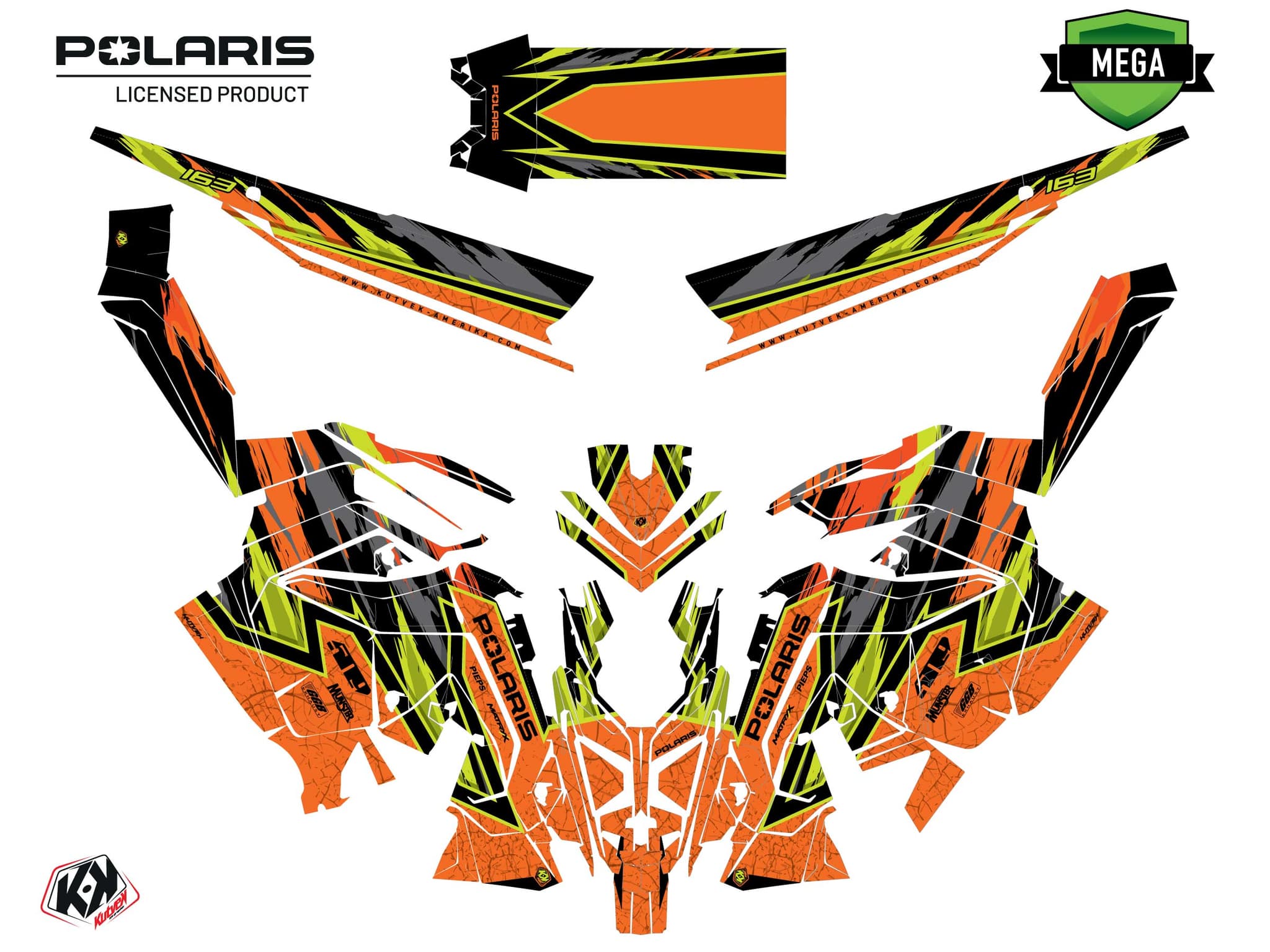 Snowmobile POLARIS KHAOS MATRYX SLASH FUTURE Orange graphic kit | Polaris | Kutvek - View 4