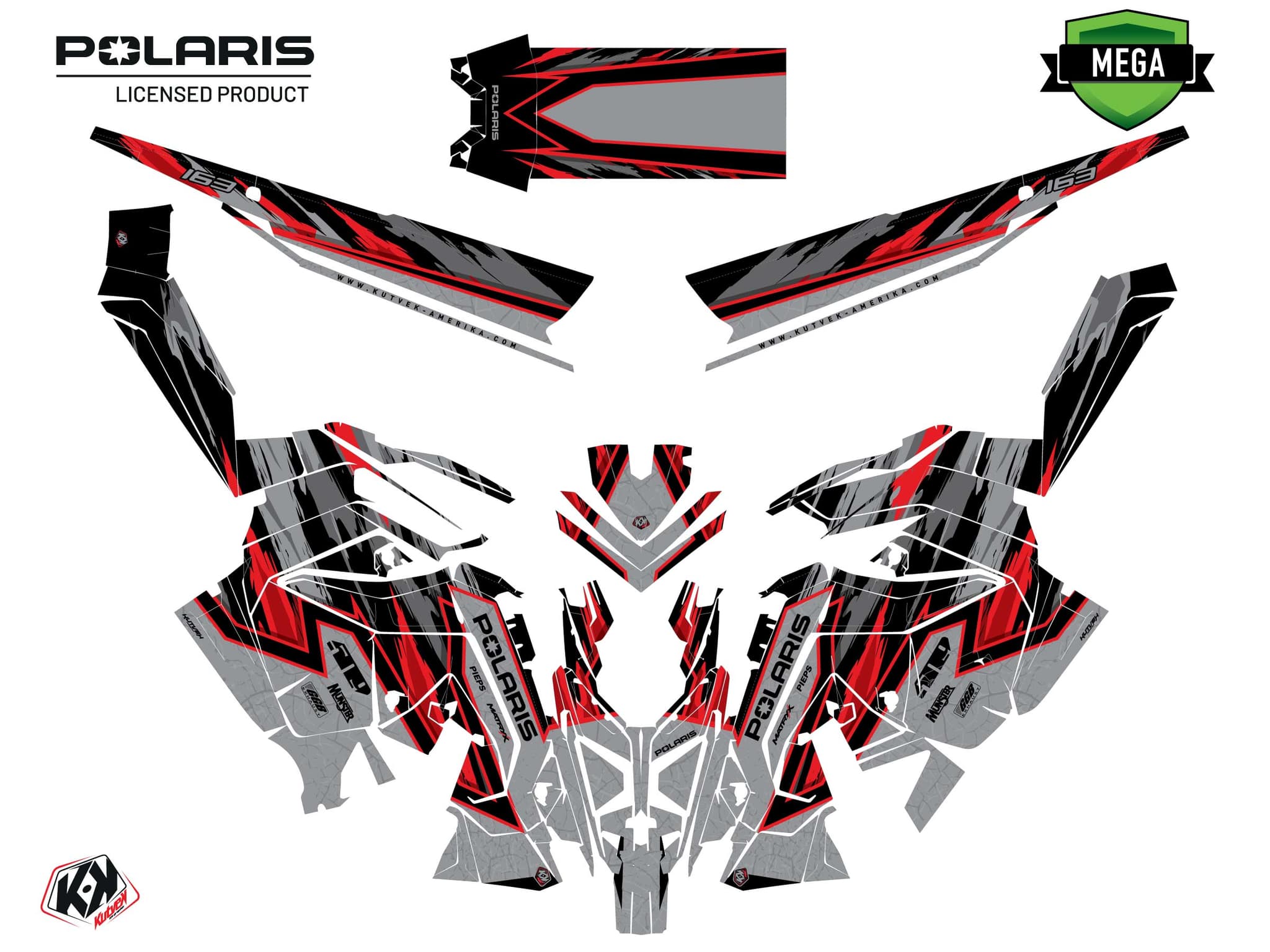 Snowmobile POLARIS KHAOS MATRYX SLASH FUTURE Red graphic kit | Polaris | Kutvek - View 4