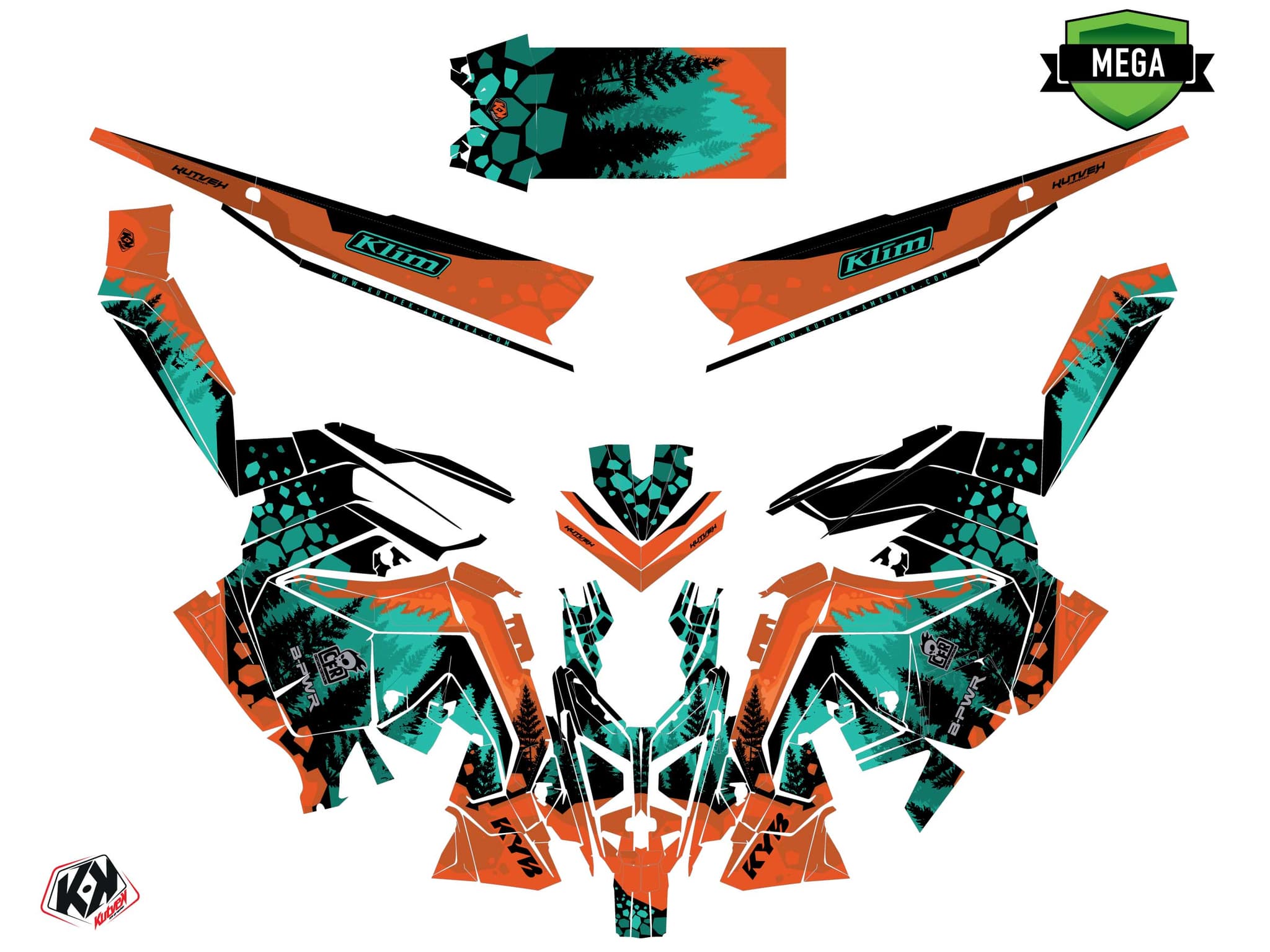 Snowmobile POLARIS KHAOS MATRYX SLASH GARNET Orange graphic kit | Polaris | Kutvek - View 4