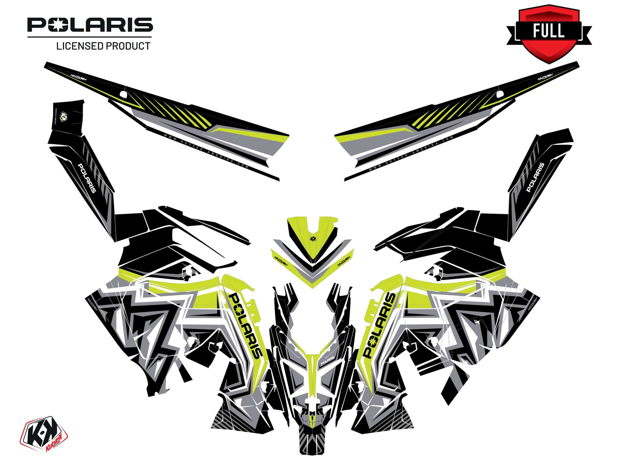 Snowmobile POLARIS KHAOS MATRYX SLASH PEAKS Yellow graphic kit | Polaris | Kutvek - View 3