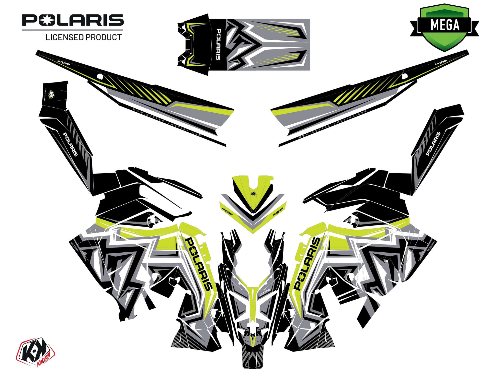 Snowmobile POLARIS KHAOS MATRYX SLASH PEAKS Yellow graphic kit | Polaris | Kutvek - View 4