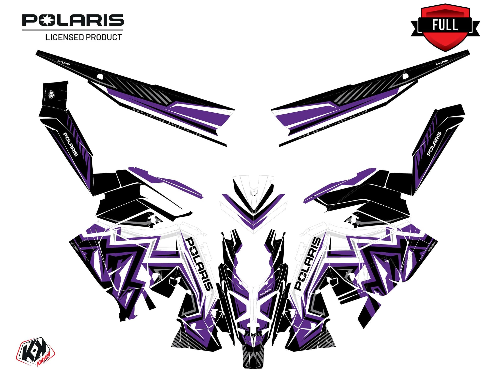 Snowmobile POLARIS KHAOS MATRYX SLASH PEAKS Mauve graphic kit | Polaris | Kutvek - View 3