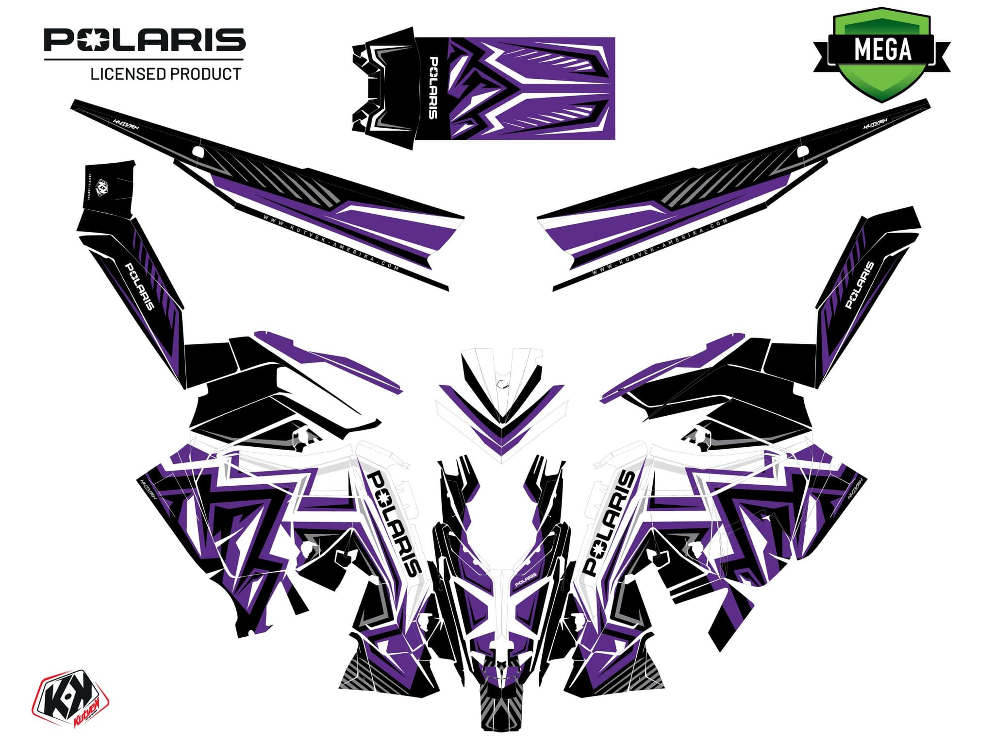 Snowmobile POLARIS KHAOS MATRYX SLASH PEAKS Mauve graphic kit | Polaris | Kutvek - View 4