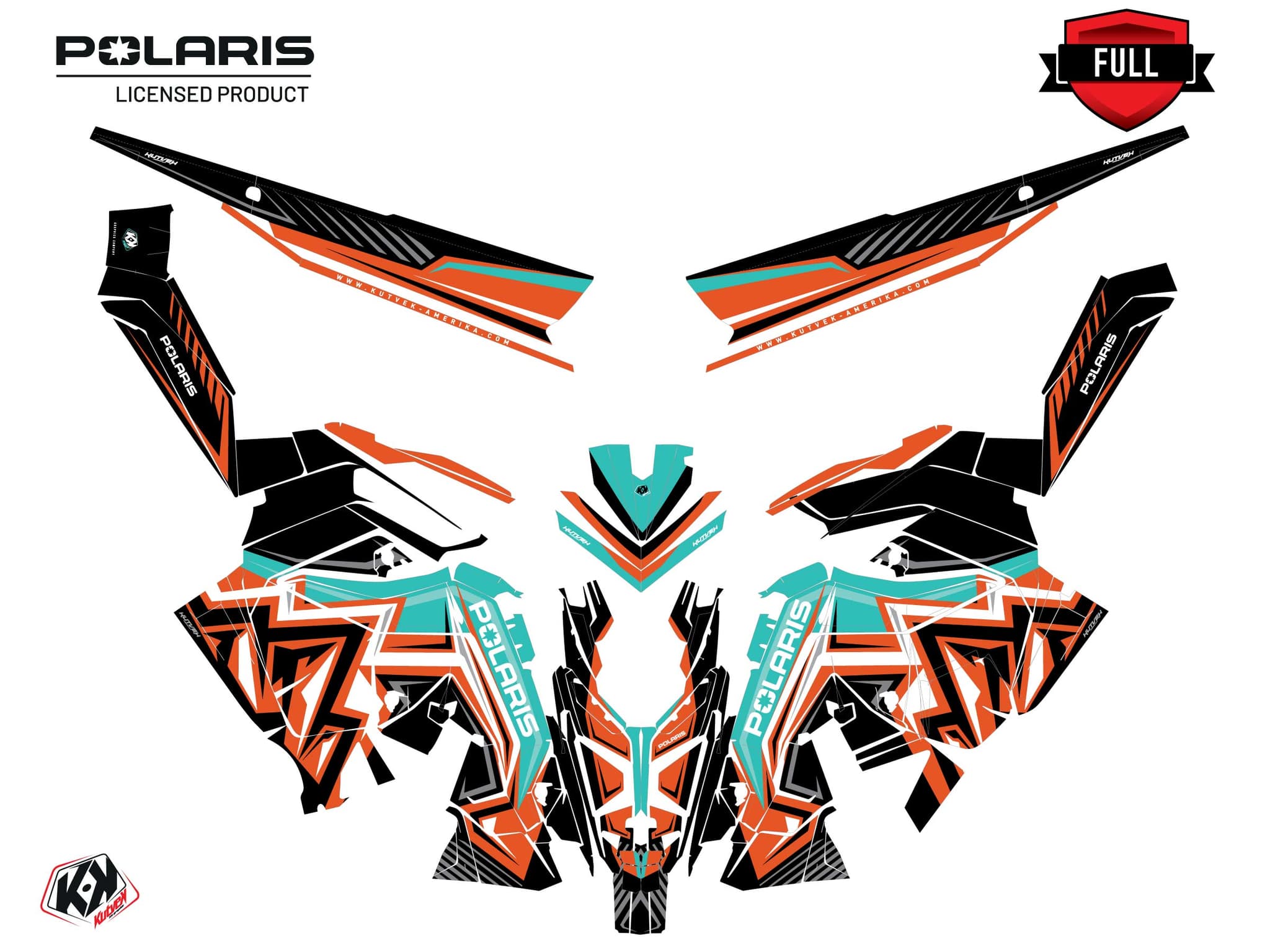 Snowmobile POLARIS KHAOS MATRYX SLASH PEAKS Turquoise graphic kit | Polaris | Kutvek - View 3