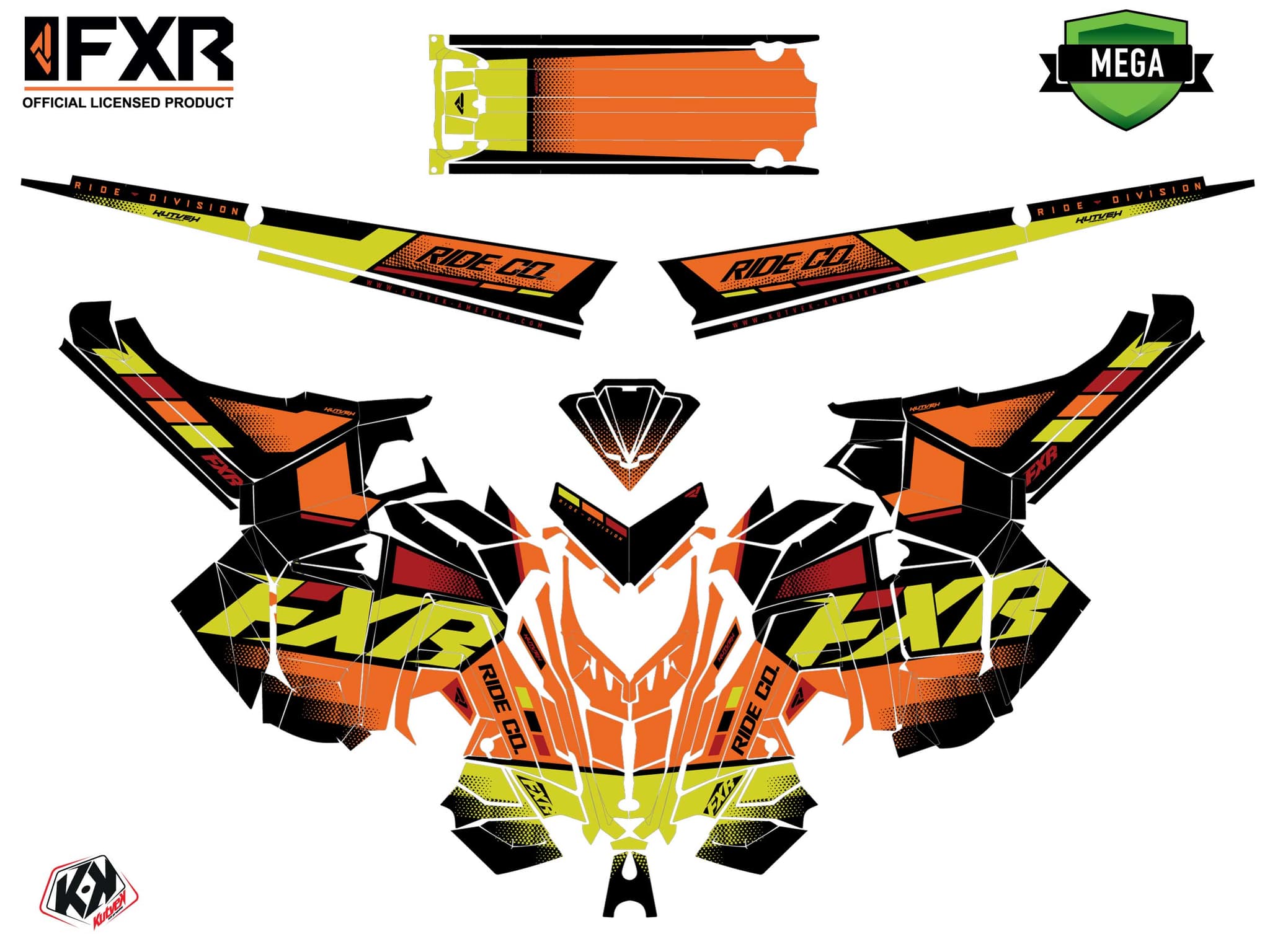 Snowmobile POLARIS KHAOS MATRYX SLASH SKAL Orange-Yellow graphic kit | Polaris | Kutvek - View 4