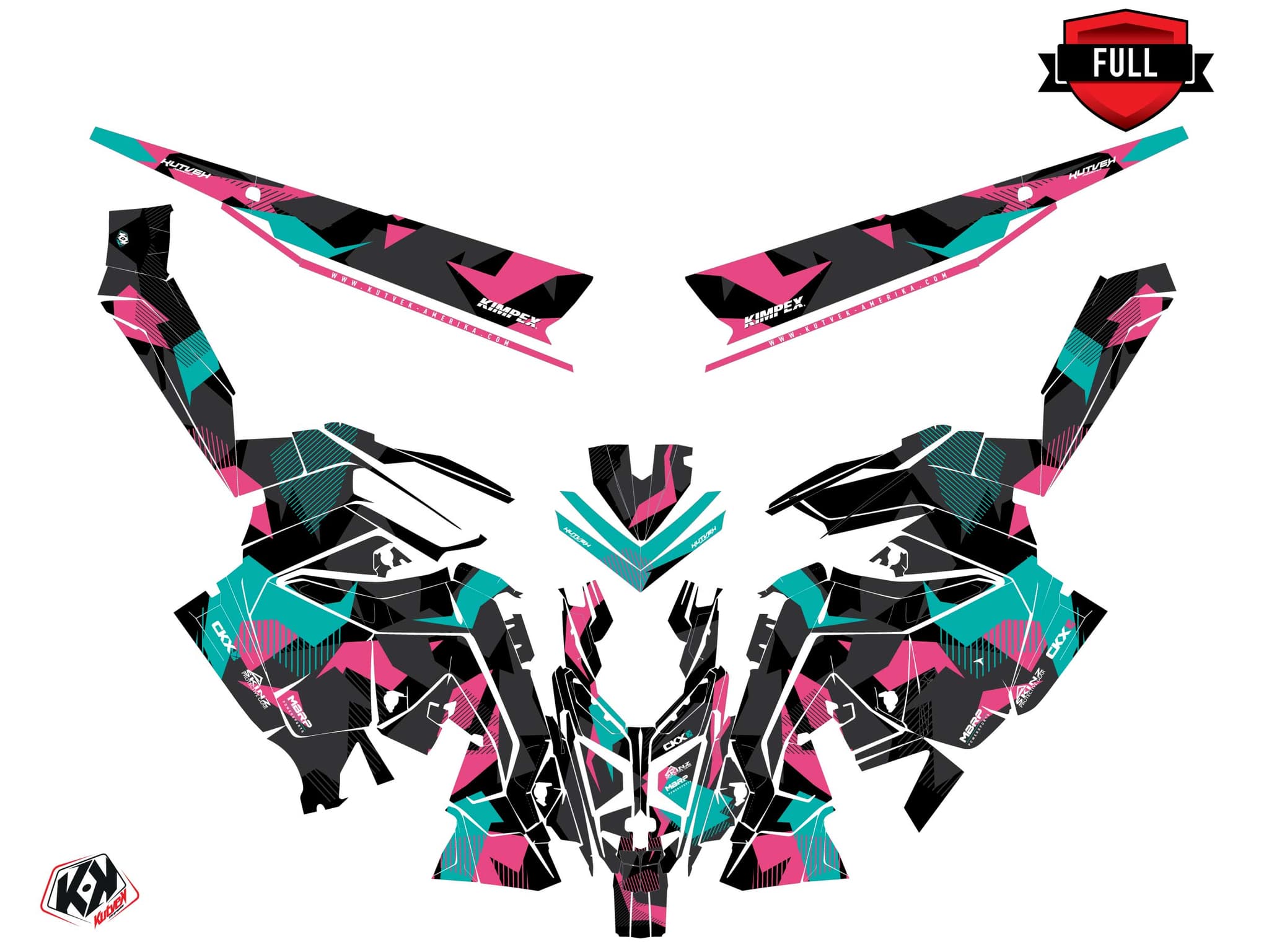 Snowmobile POLARIS KHAOS MATRYX SLASH UNIT Pink graphic kit | Polaris | Kutvek - View 3