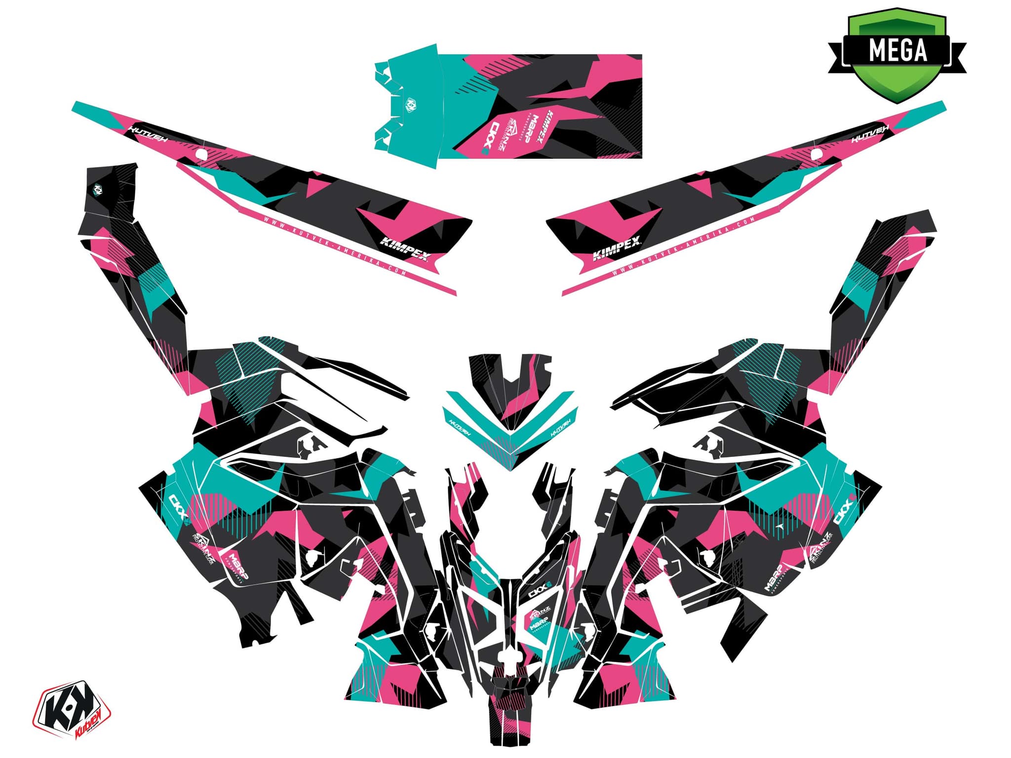 Snowmobile POLARIS KHAOS MATRYX SLASH UNIT Pink graphic kit | Polaris | Kutvek - View 4