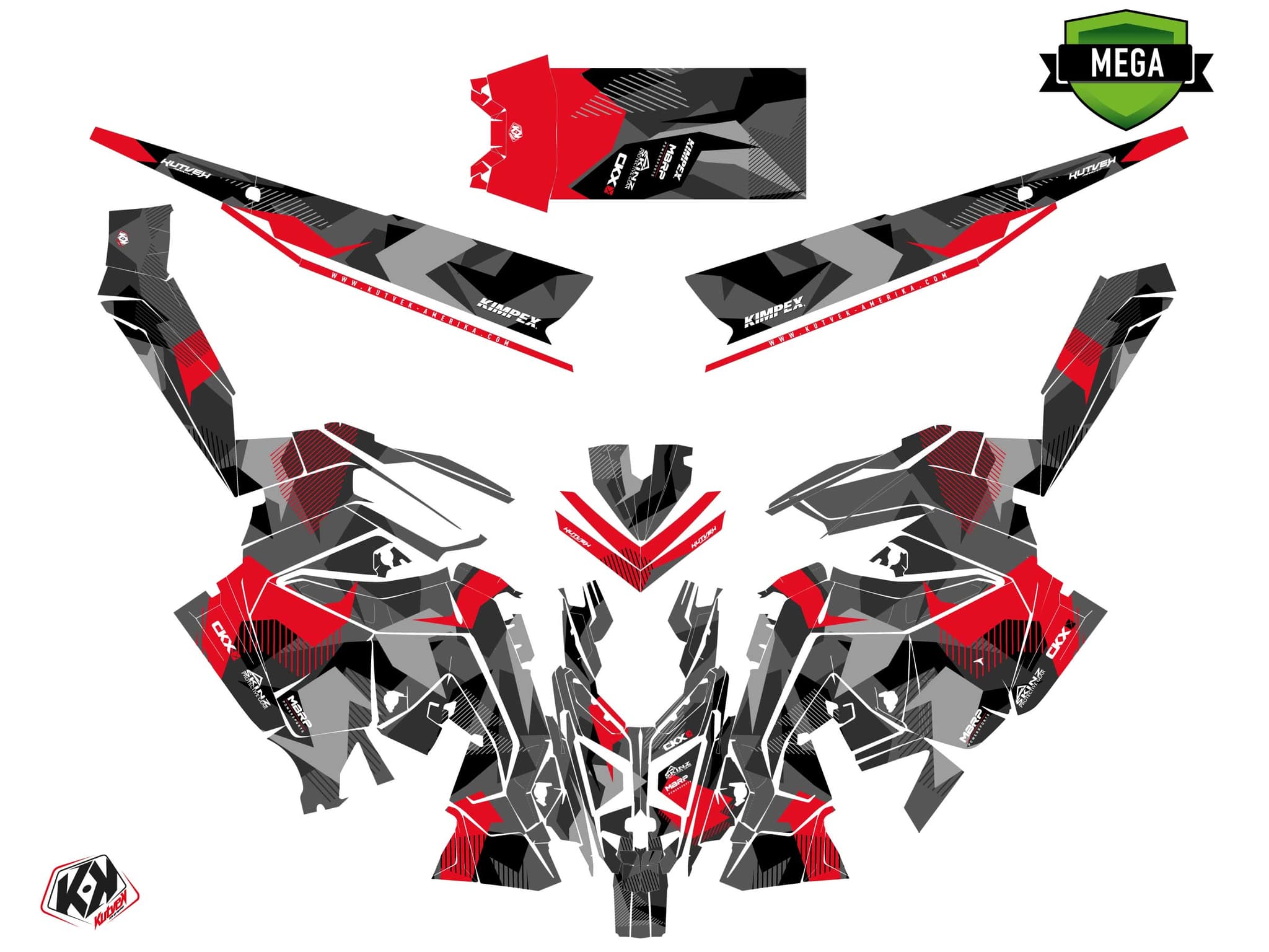 Snowmobile POLARIS KHAOS MATRYX SLASH UNIT Red graphic kit | Polaris | Kutvek - View 4