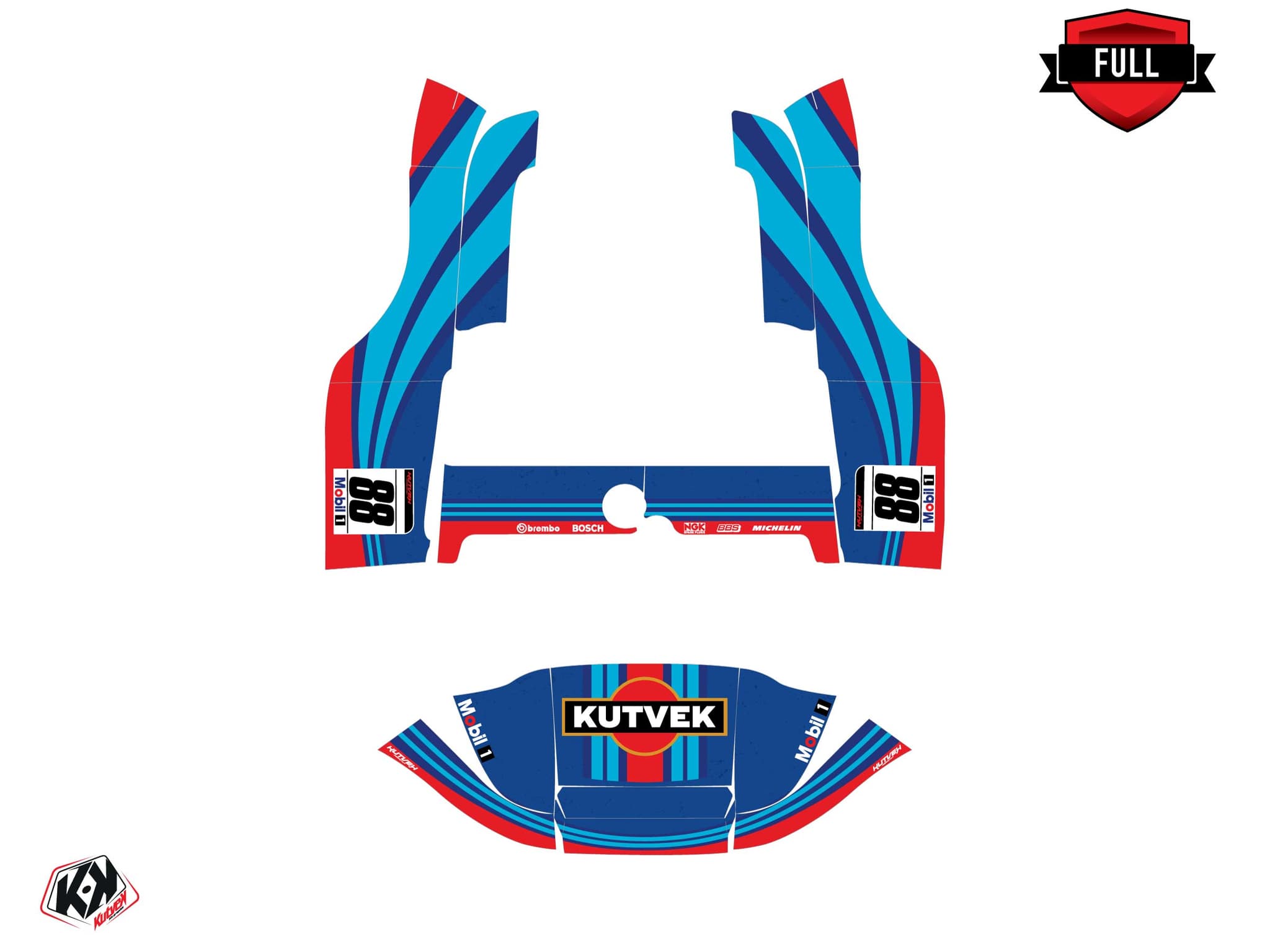 kit graphique golf cart club car precedent martini bleu | Club Car | Kutvek - View 3