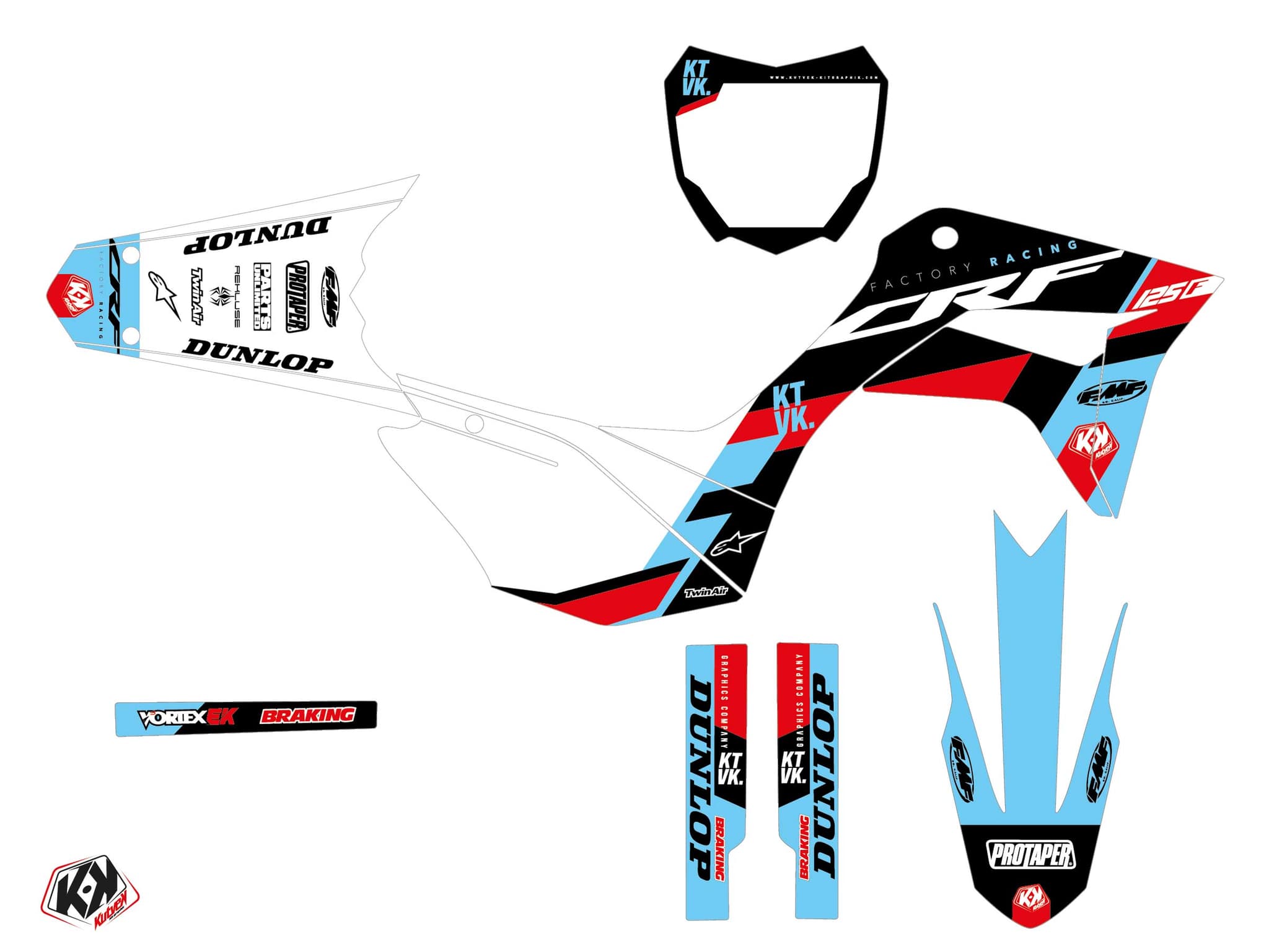 kit graphique motocross honda crf 125 f rookie noir | Honda | Kutvek - View 2