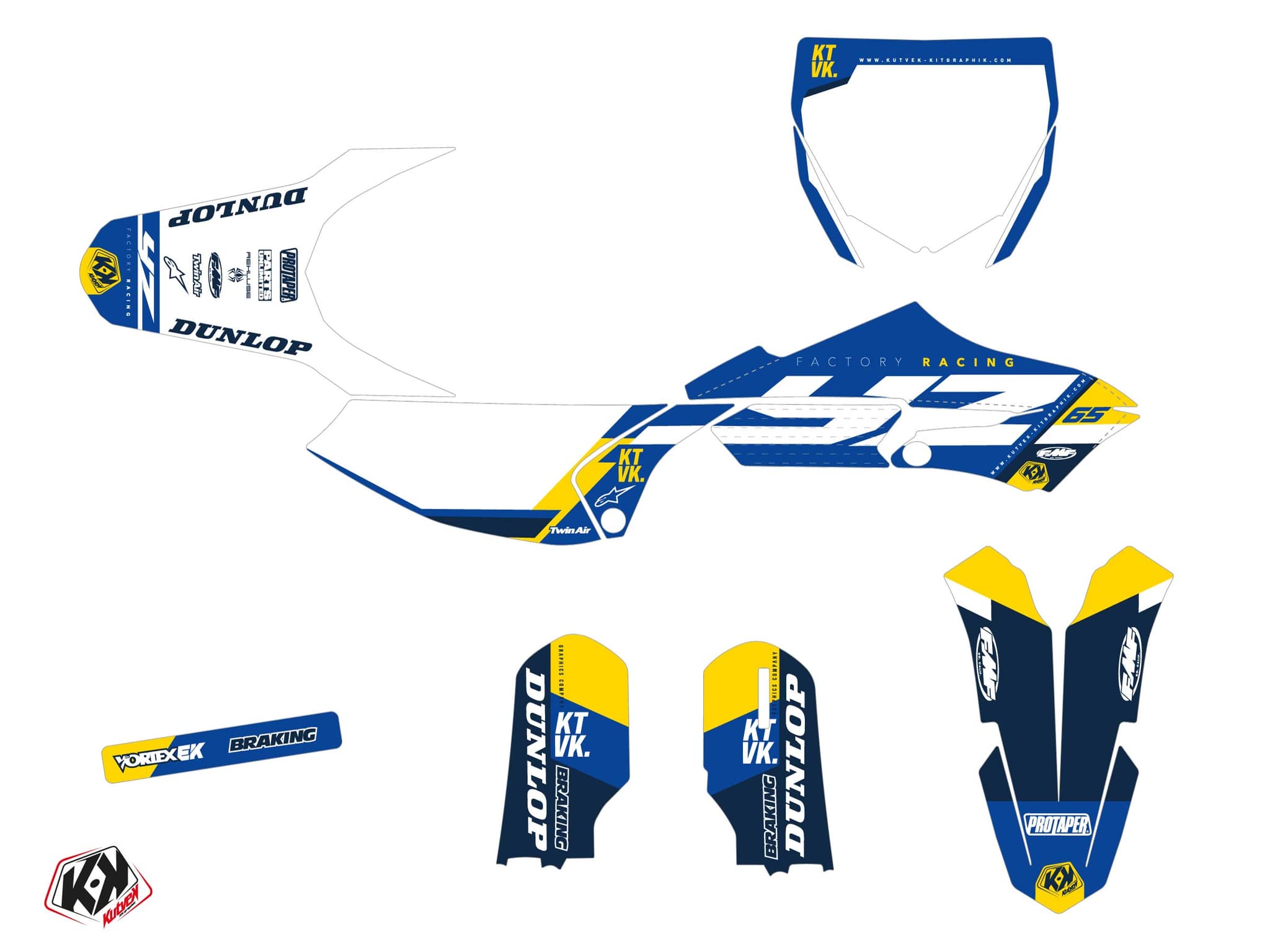 Kit graphique Moto Cross Rookie Yamaha 65 YZ Bleu | 65 YZ | Kutvek - View 2