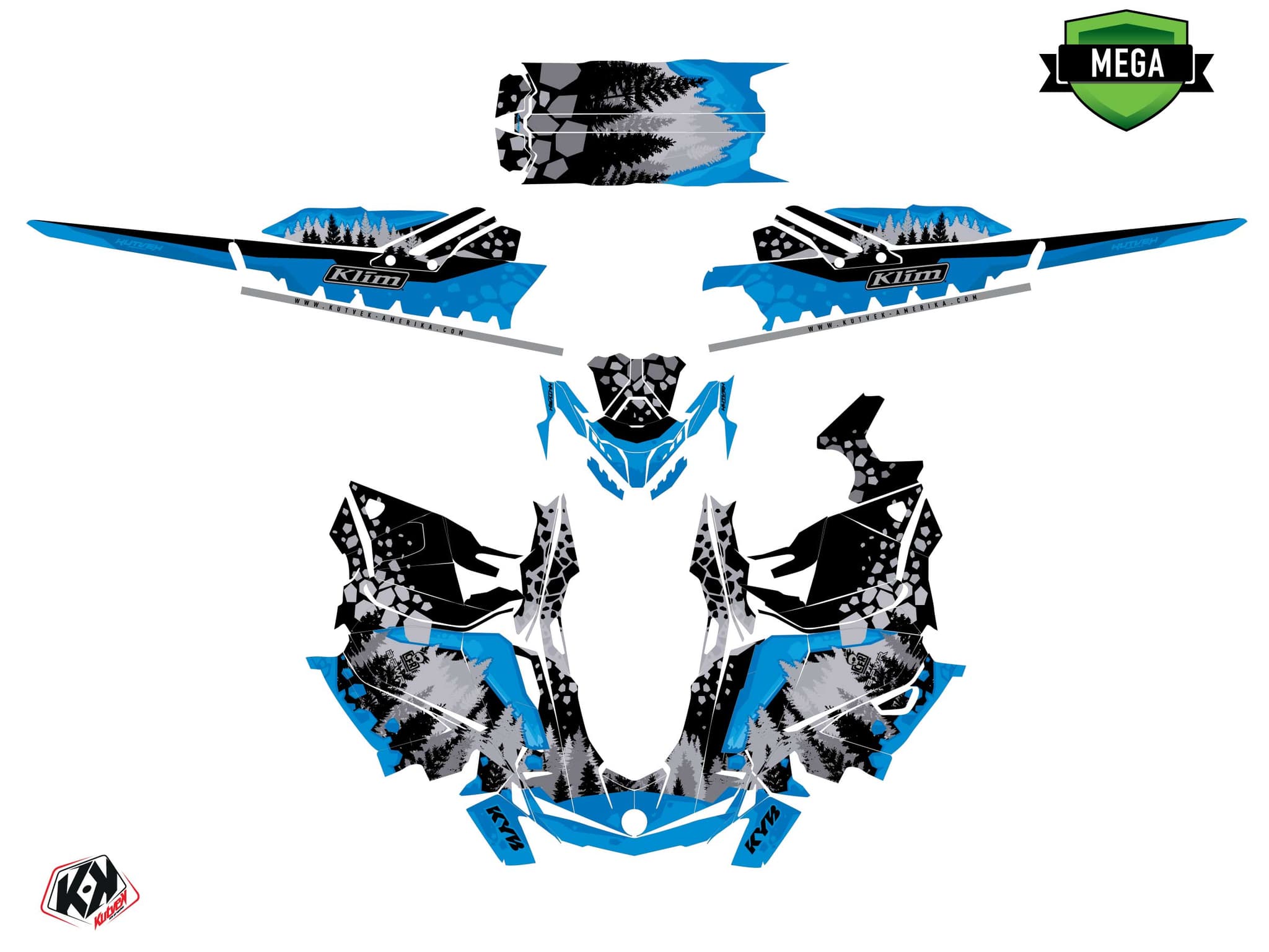 Kit graphique Motoneige SKIDOO BACKCOUNTRY SPORT GARNET Bleu | Skidoo | Kutvek - View 4