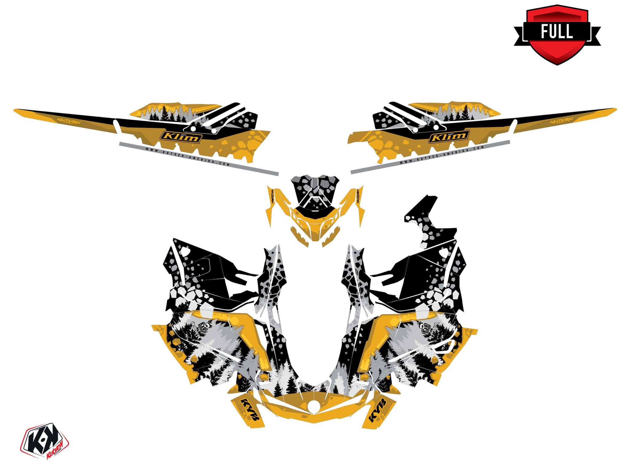 Kit graphique Motoneige SKIDOO BACKCOUNTRY SPORT GARNET Jaune | Skidoo | Kutvek - View 3