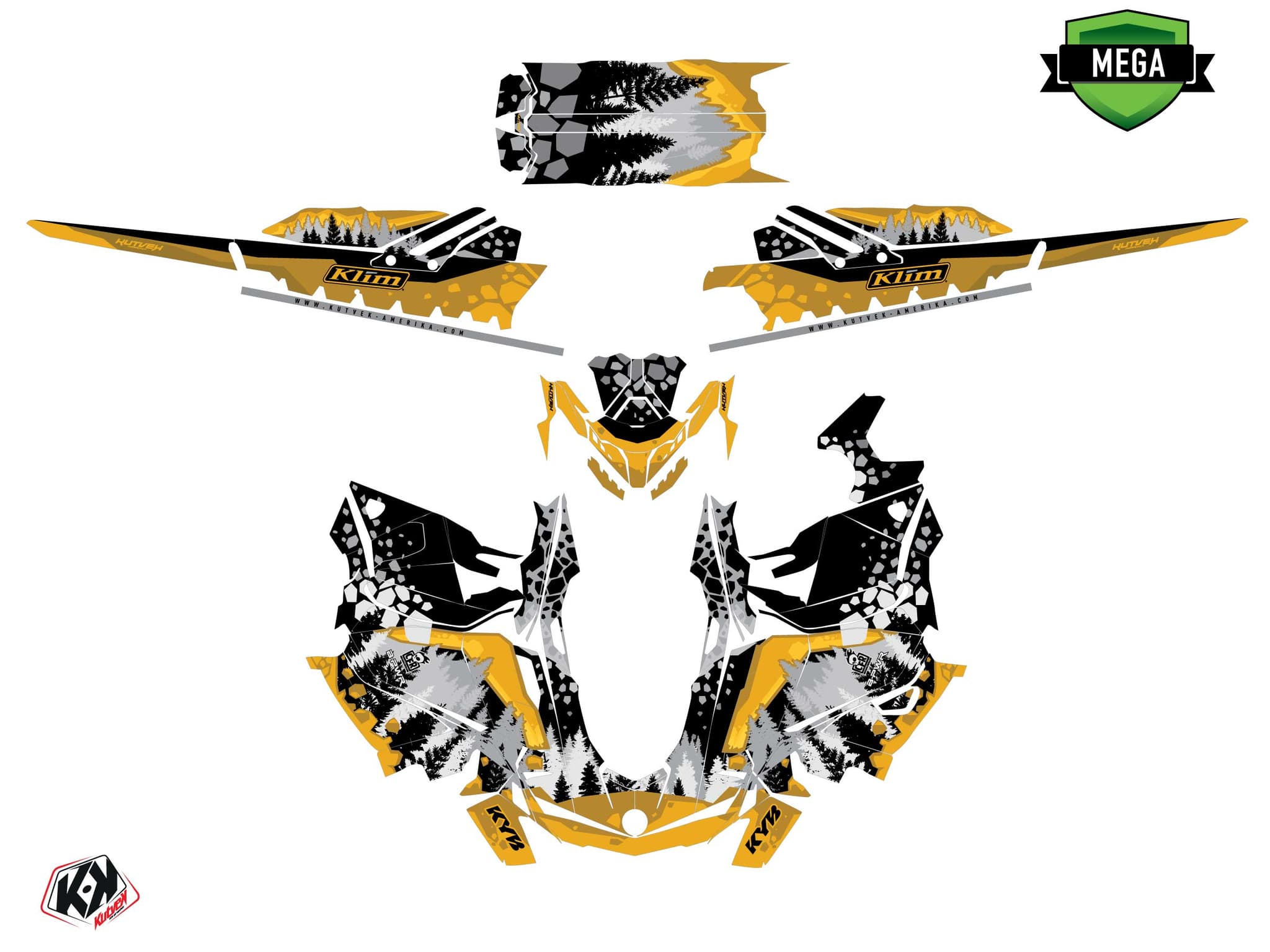 Kit graphique Motoneige SKIDOO BACKCOUNTRY SPORT GARNET Jaune | Skidoo | Kutvek - View 4
