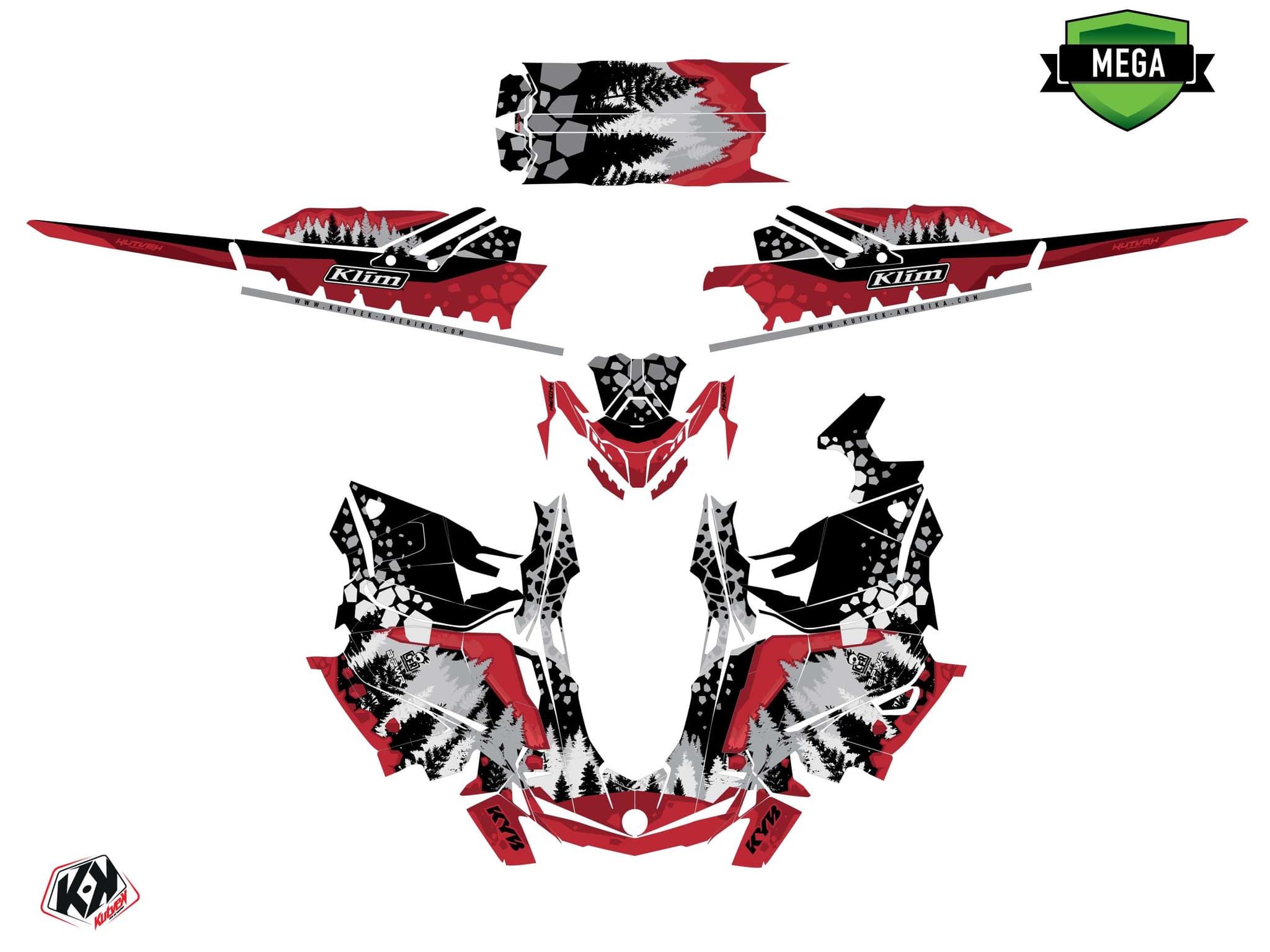 Kit graphique Motoneige SKIDOO BACKCOUNTRY SPORT GARNET Rouge | Skidoo | Kutvek - View 4