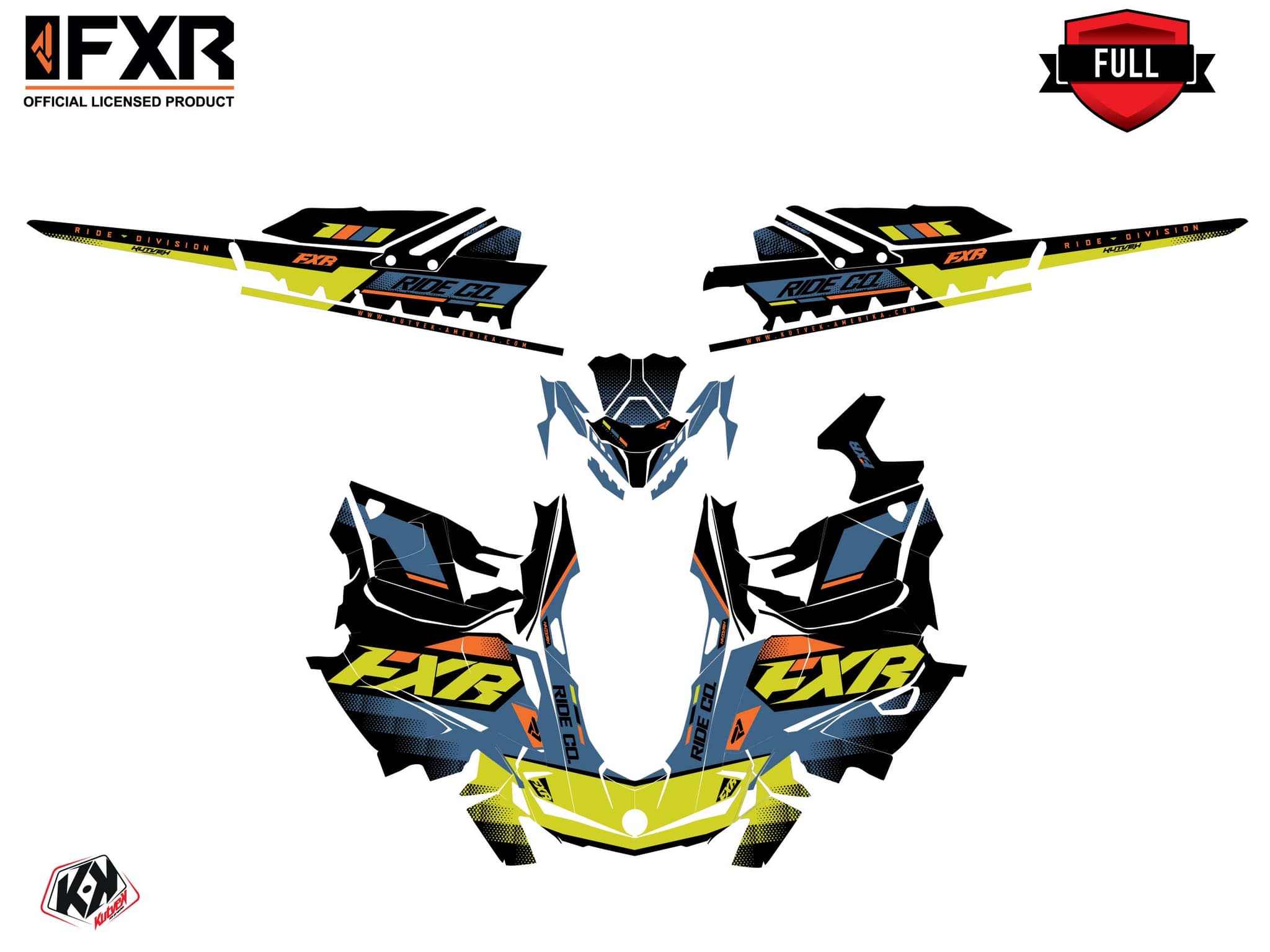 Kit graphique Motoneige SKIDOO BACKCOUNTRY SPORT SKAL Bleu-Jaune | Skidoo | Kutvek - View 3