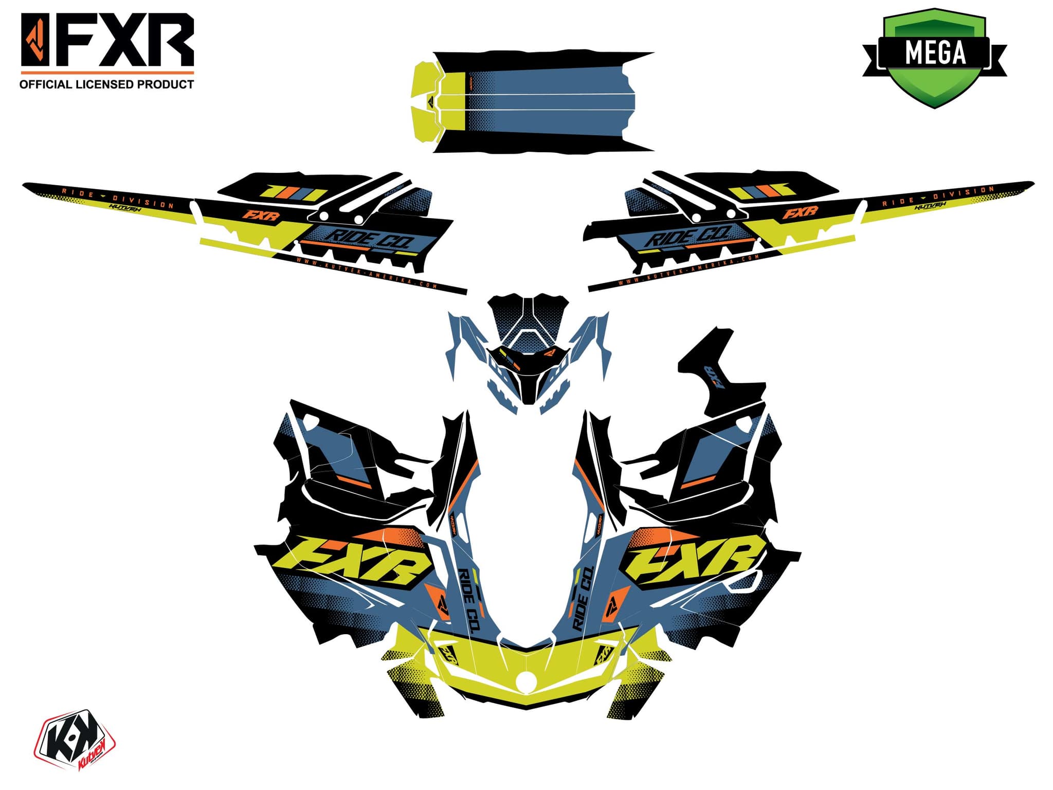 Kit graphique Motoneige SKIDOO BACKCOUNTRY SPORT SKAL Bleu-Jaune | Skidoo | Kutvek - View 4