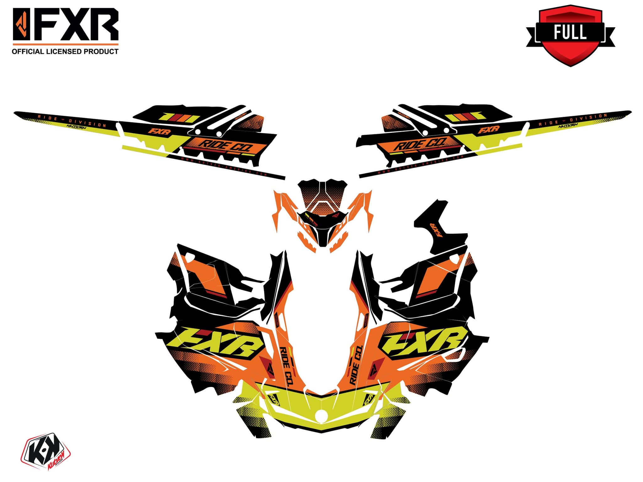 Kit graphique Motoneige SKIDOO BACKCOUNTRY SPORT SKAL Orange-Jaune | Skidoo | Kutvek - View 3