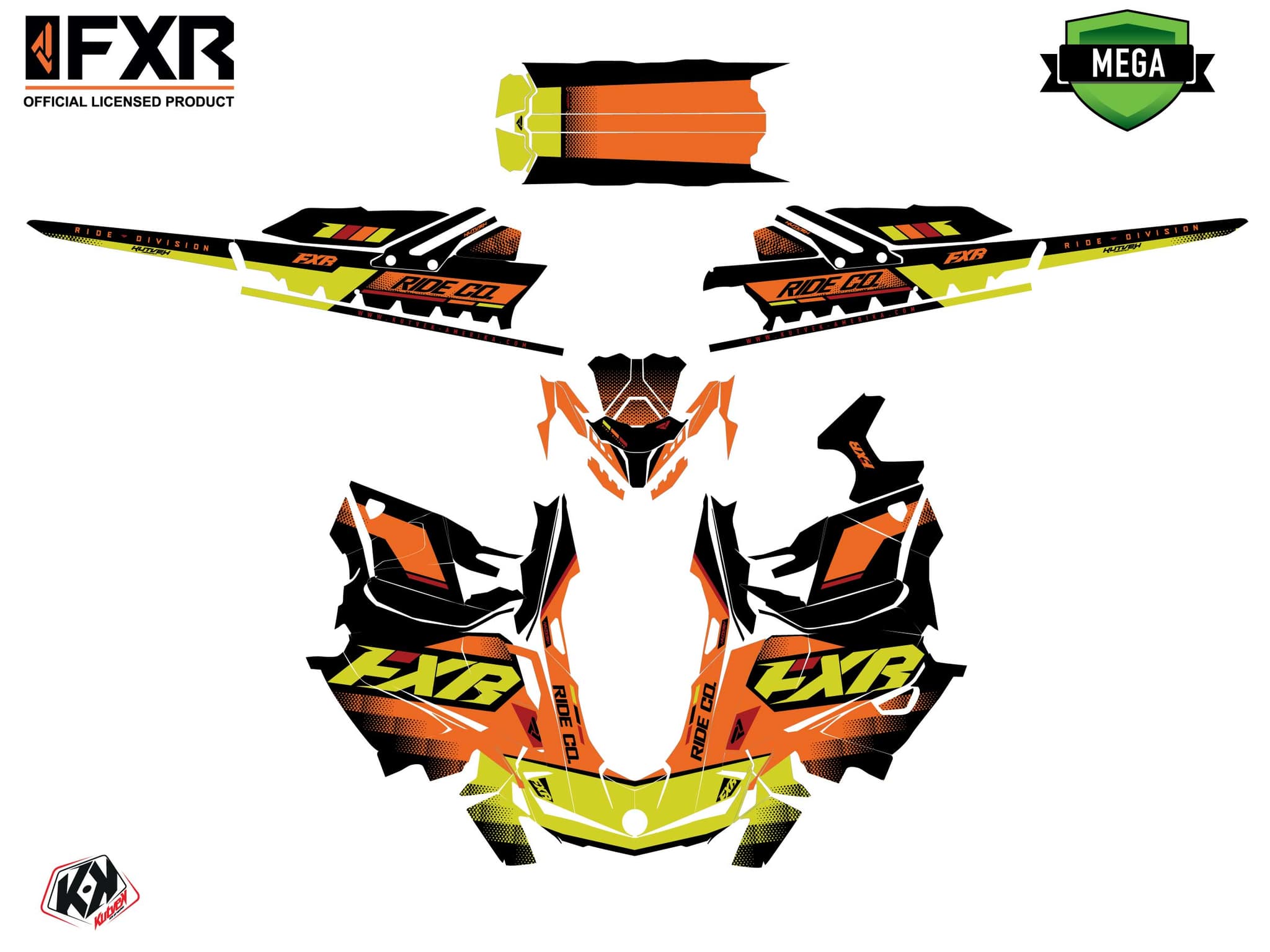 Kit graphique Motoneige SKIDOO BACKCOUNTRY SPORT SKAL Orange-Jaune | Skidoo | Kutvek - View 4