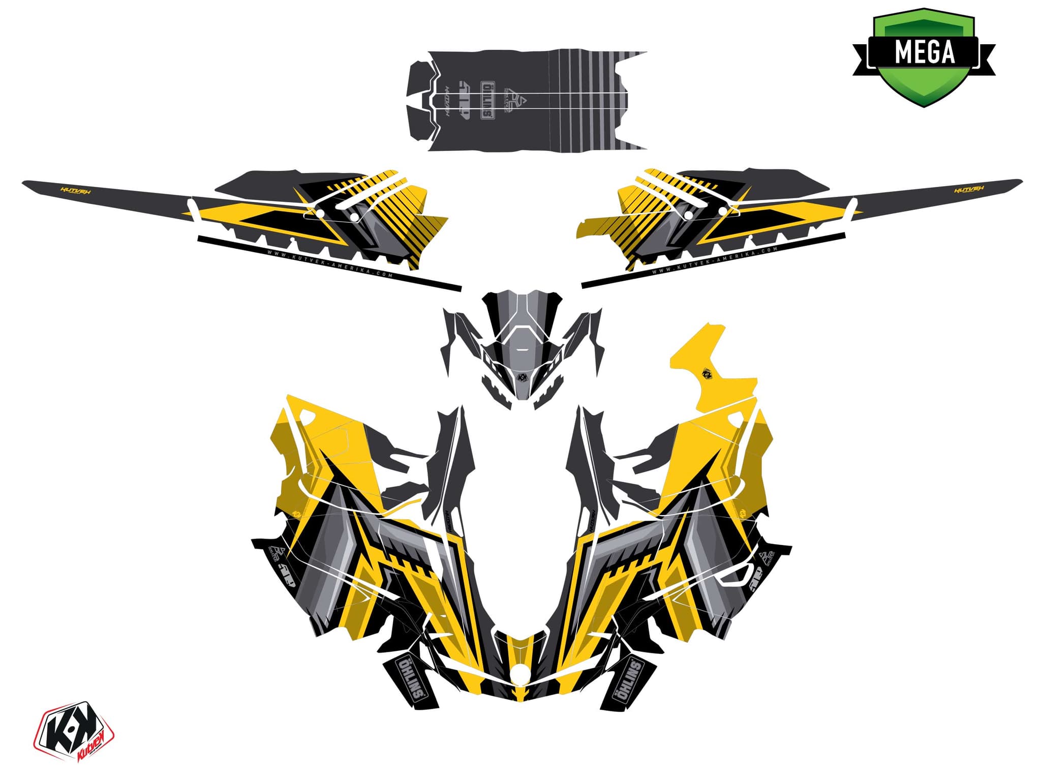 deko-set schneemobil skidoo backcountry sport squadron gelb | Skidoo | Kutvek - View 4