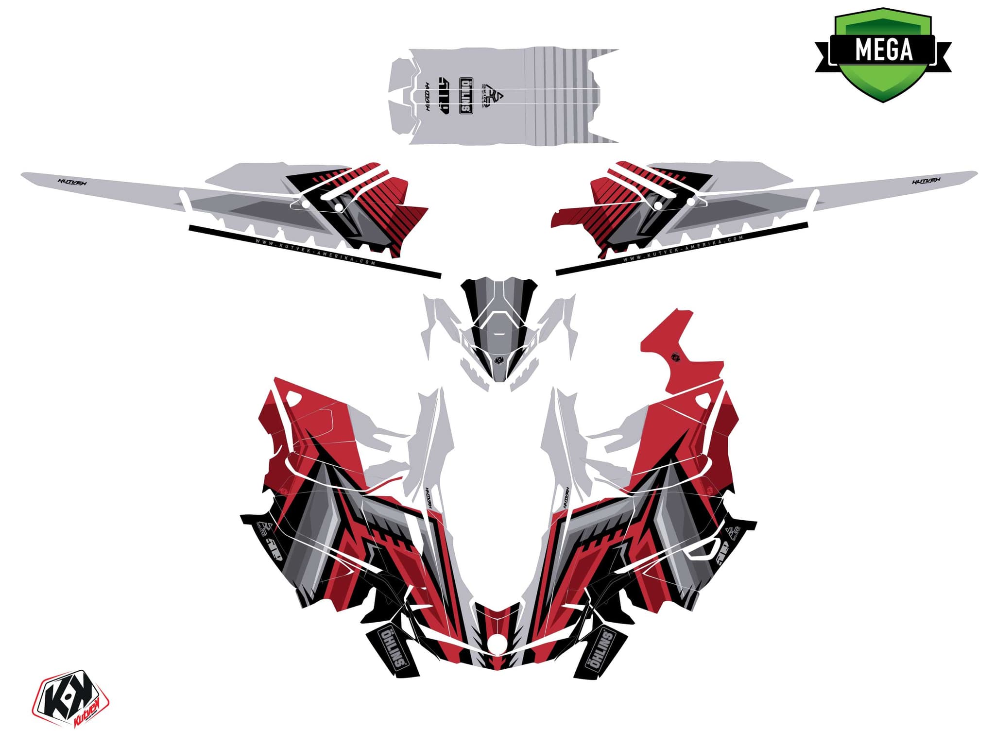 Kit graphique Motoneige SKIDOO BACKCOUNTRY SPORT SQUADRON Rouge | Skidoo | Kutvek - View 4