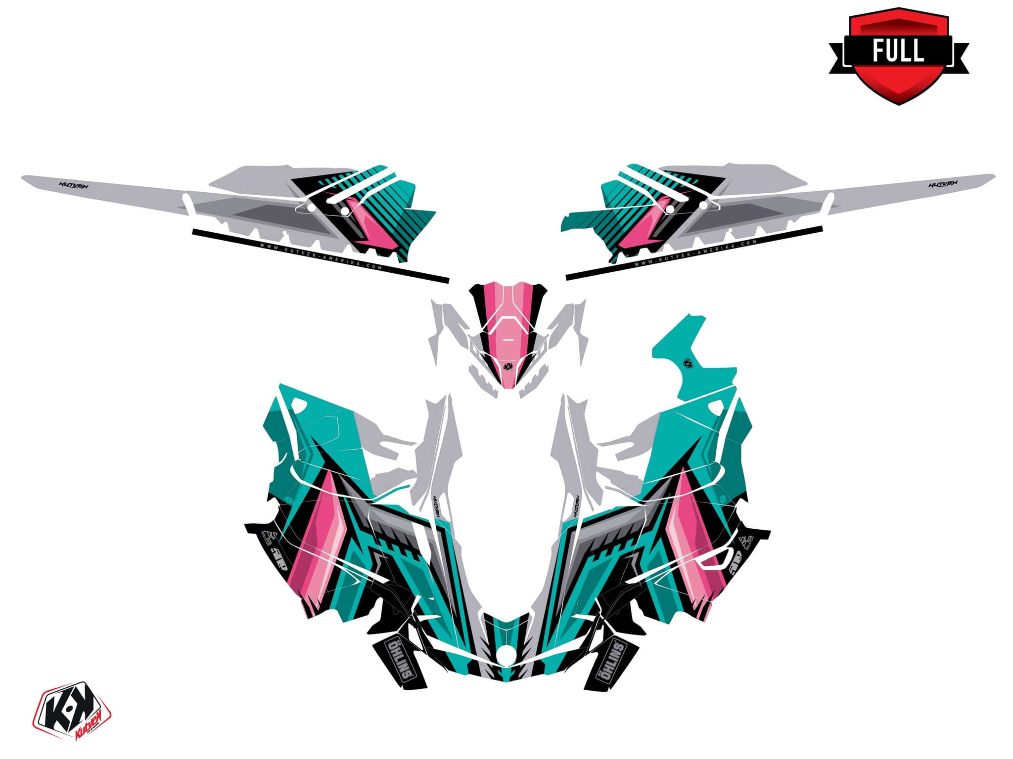Kit graphique Motoneige SKIDOO BACKCOUNTRY SPORT SQUADRON Turquoise | Skidoo | Kutvek - View 3
