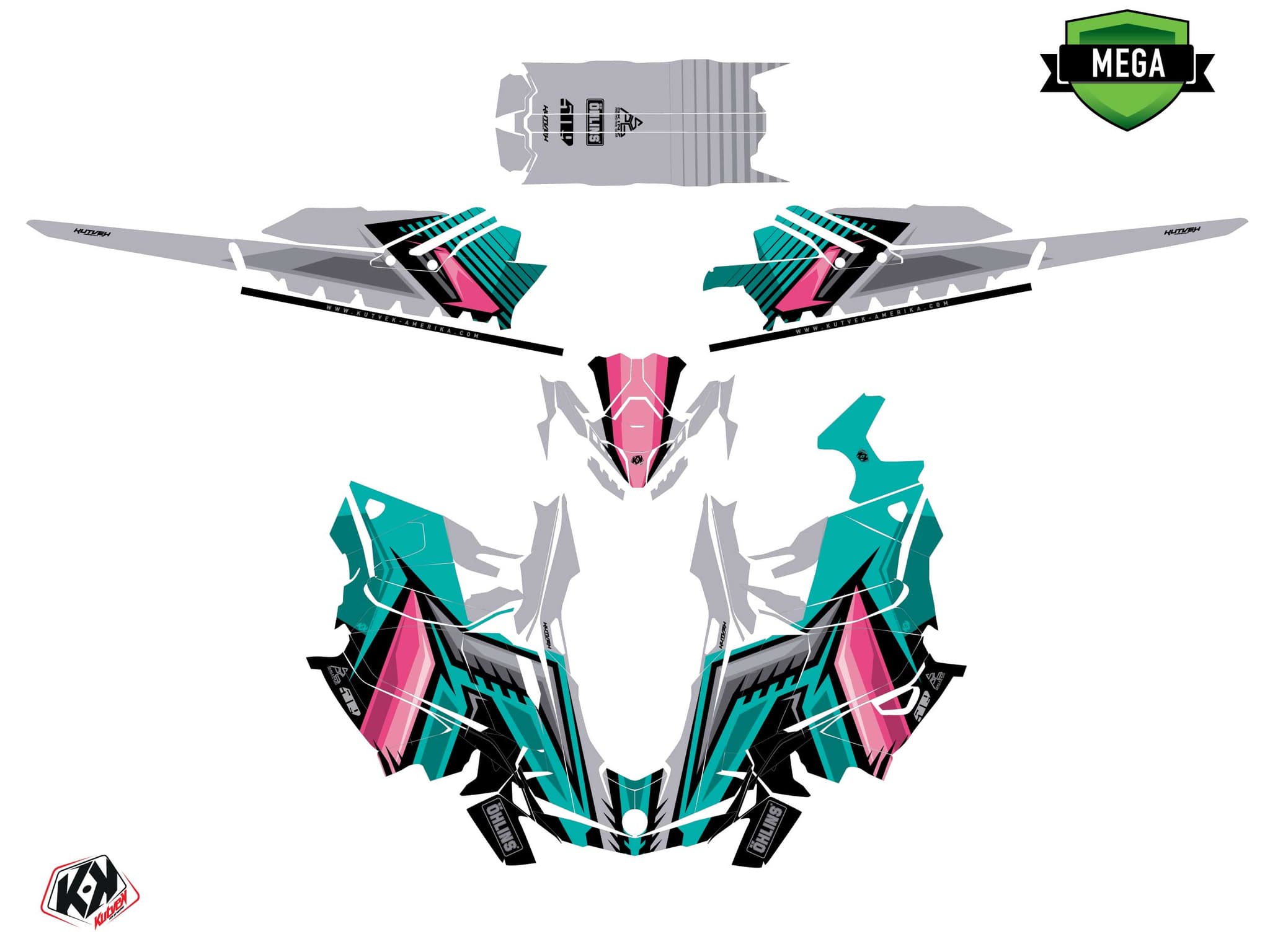 Kit graphique Motoneige SKIDOO BACKCOUNTRY SPORT SQUADRON Turquoise | Skidoo | Kutvek - View 4