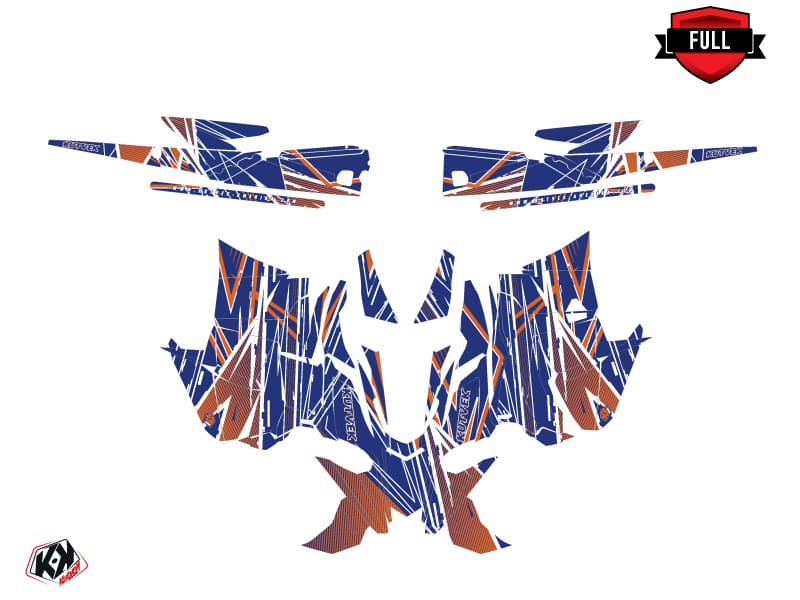 Snowmobile YAMAHA SIDEWINDER SRX LINE-X Blue-Orange graphic kit | Yamaha | Kutvek - View 3