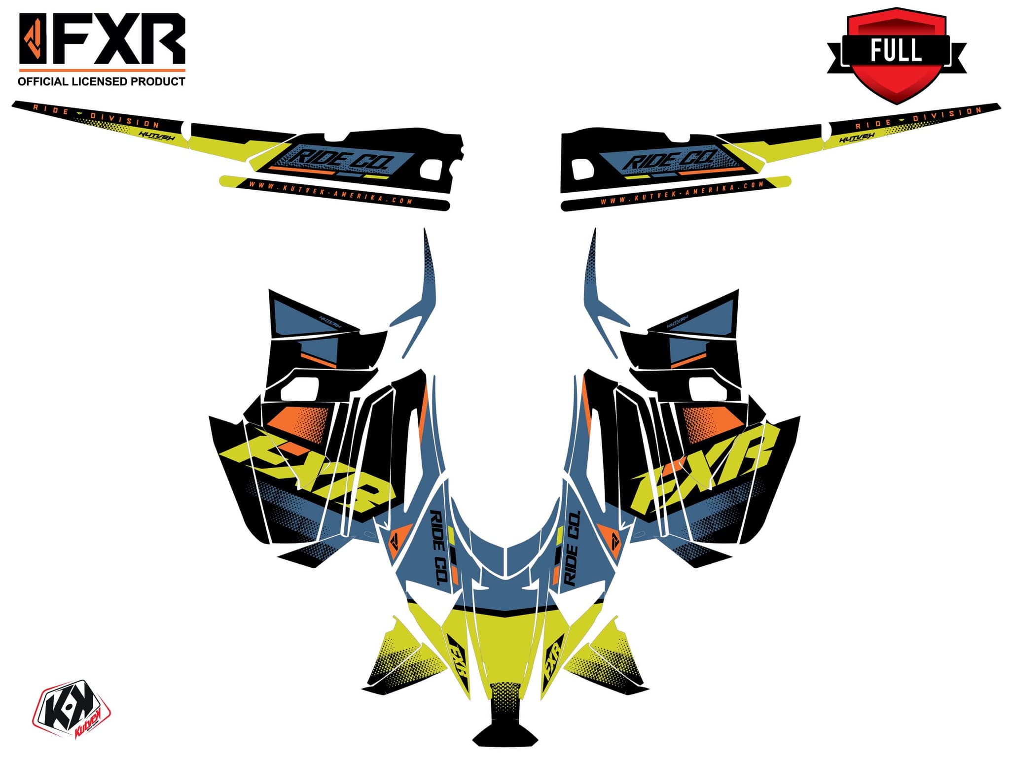 Snowmobile YAMAHA MOUNTAIN MAX LE SKAL Blue-Yellow graphic kit | Yamaha | Kutvek - View 3