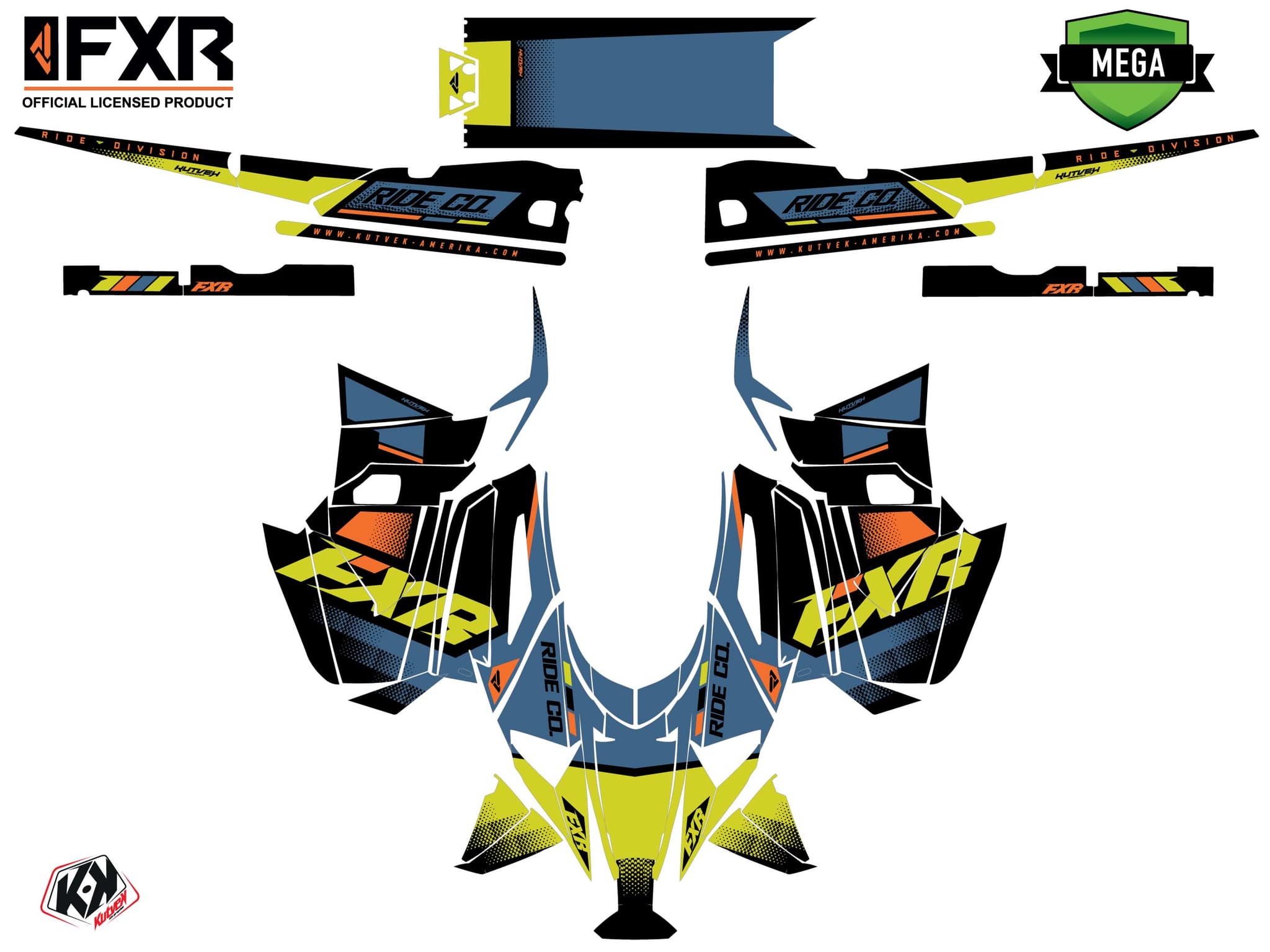 Snowmobile YAMAHA MOUNTAIN MAX LE SKAL Blue-Yellow graphic kit | Yamaha | Kutvek - View 4