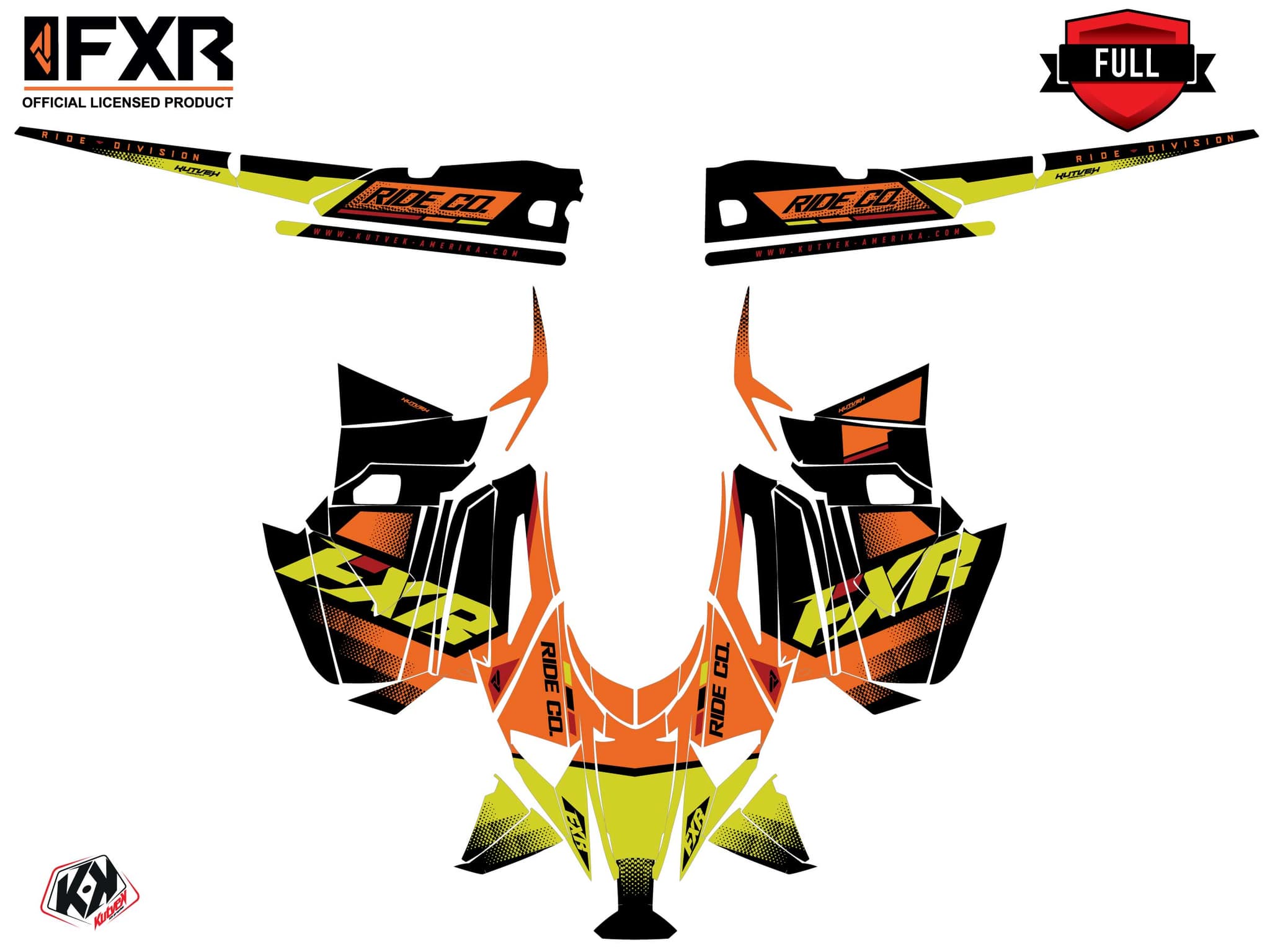 Snowmobile YAMAHA MOUNTAIN MAX LE SKAL Orange-Yellow graphic kit | Yamaha | Kutvek - View 3