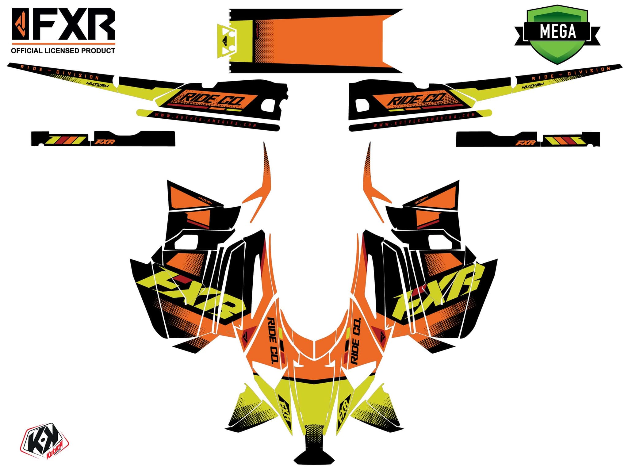 Snowmobile YAMAHA MOUNTAIN MAX LE SKAL Orange-Yellow graphic kit | Yamaha | Kutvek - View 4