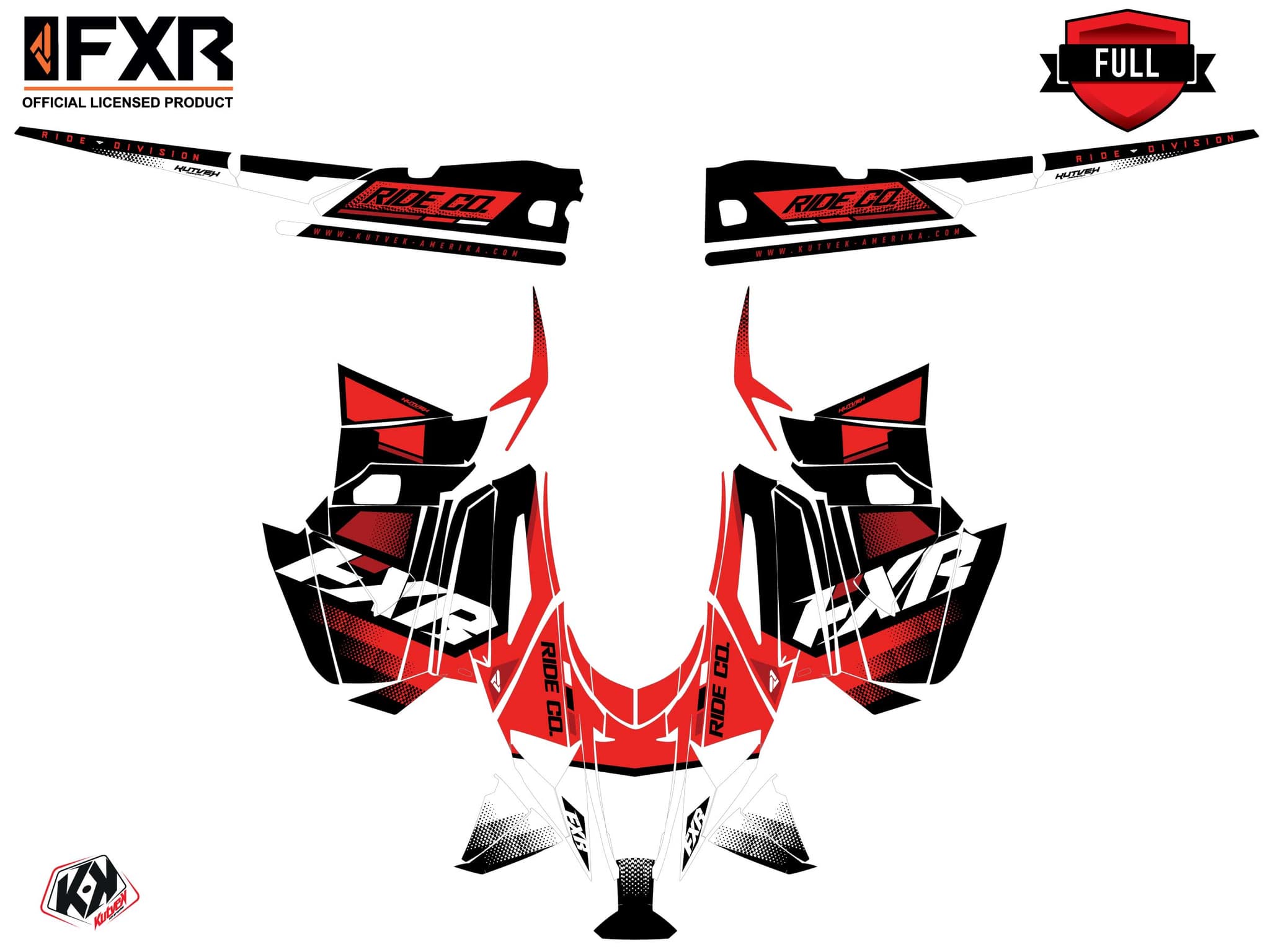 Snowmobile YAMAHA MOUNTAIN MAX LE SKAL Red-White graphic kit | Yamaha | Kutvek - View 3
