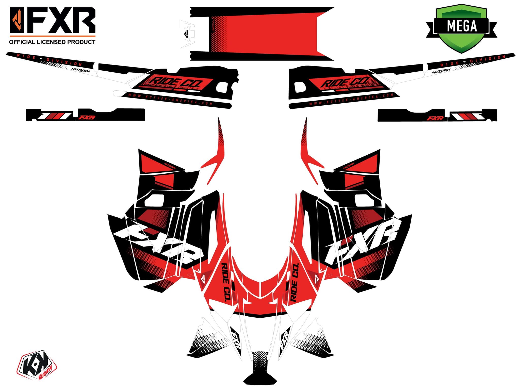 Snowmobile YAMAHA MOUNTAIN MAX LE SKAL Red-White graphic kit | Yamaha | Kutvek - View 4